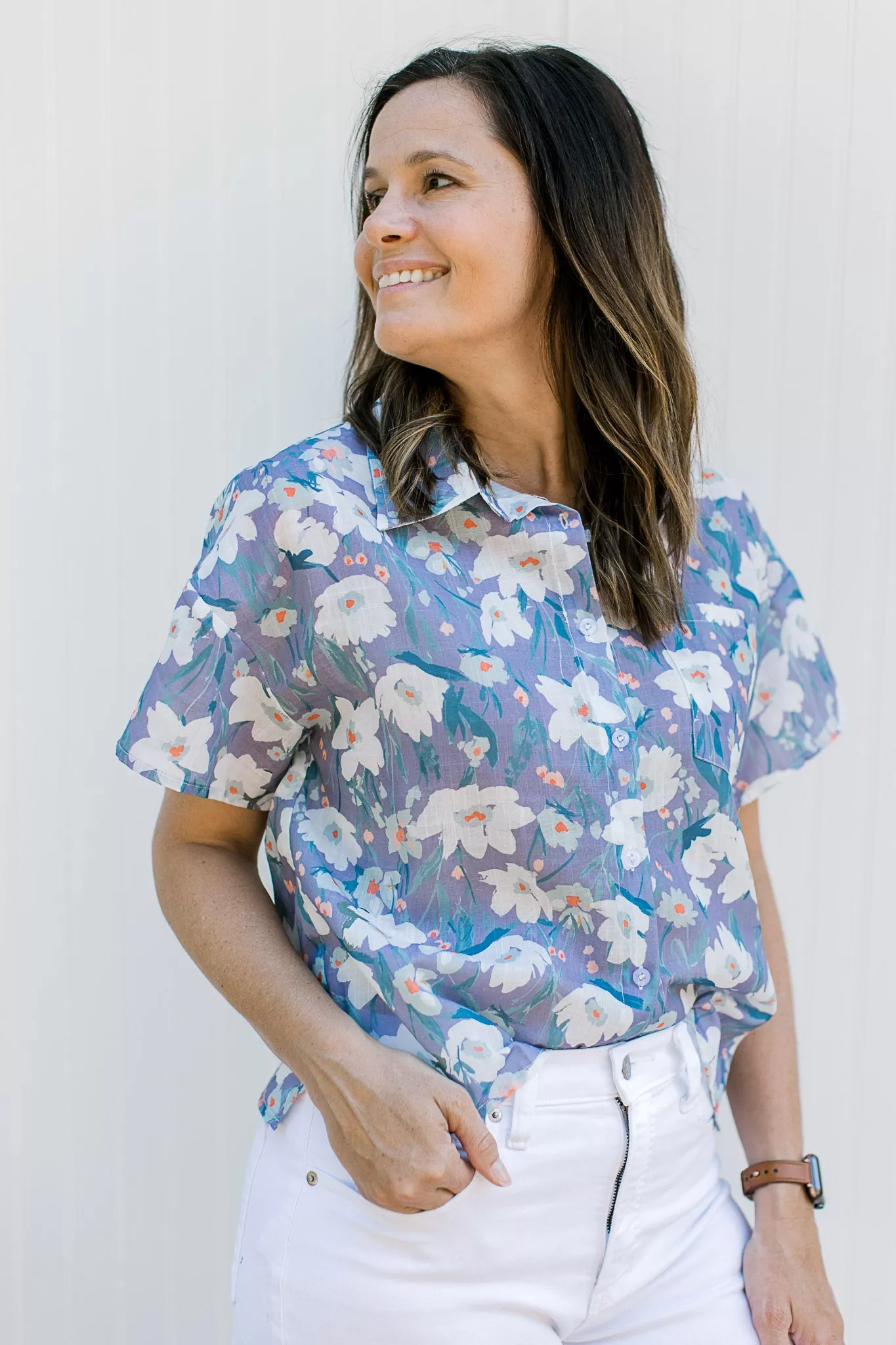 Blue Lavender Floral Top