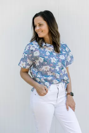 Blue Lavender Floral Top