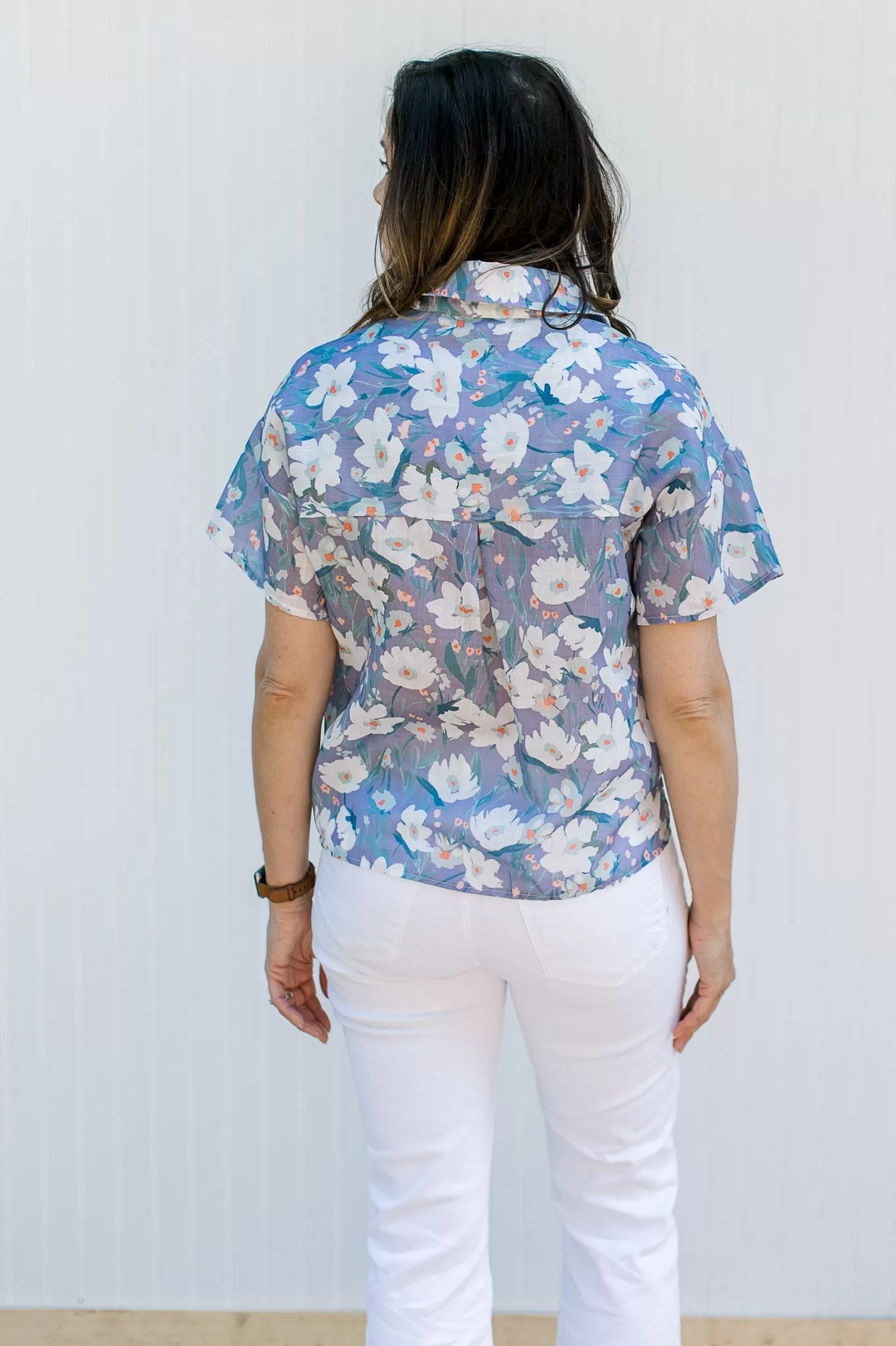 Blue Lavender Floral Top