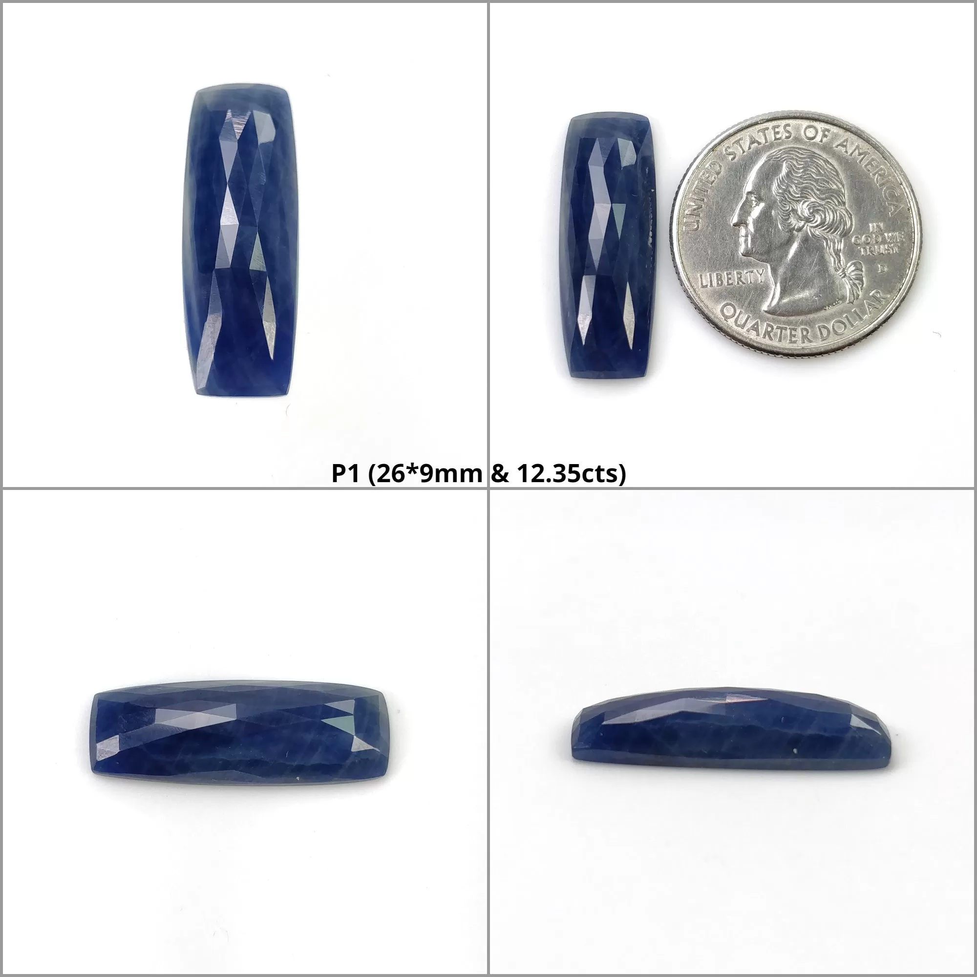 BLUE SAPPHIRE Gemstone Rose Cut : Natural Untreated Unheated Sapphire Cushion Shape