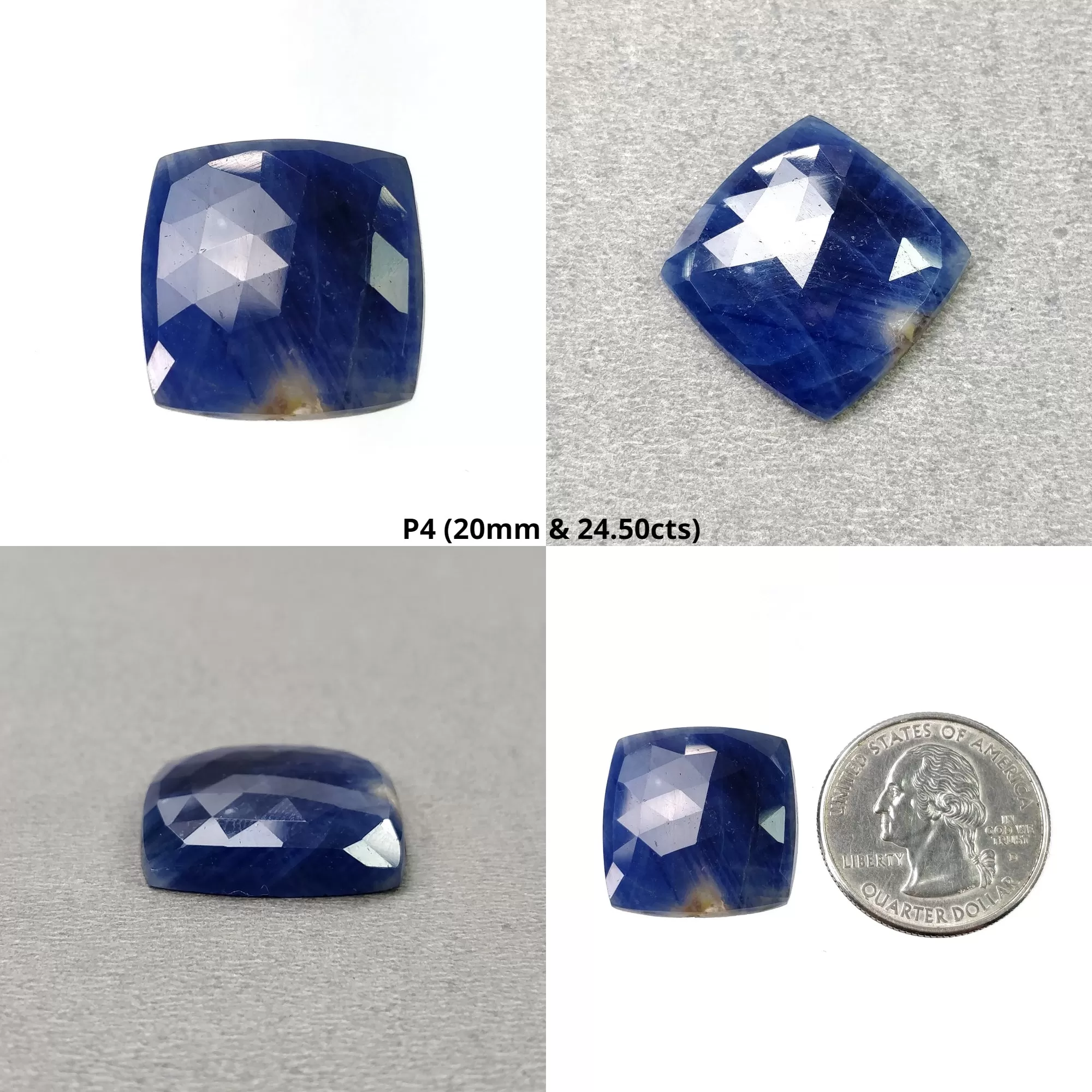 BLUE SAPPHIRE Gemstone Rose Cut : Natural Untreated Unheated Sapphire Cushion Shape