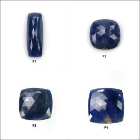 BLUE SAPPHIRE Gemstone Rose Cut : Natural Untreated Unheated Sapphire Cushion Shape