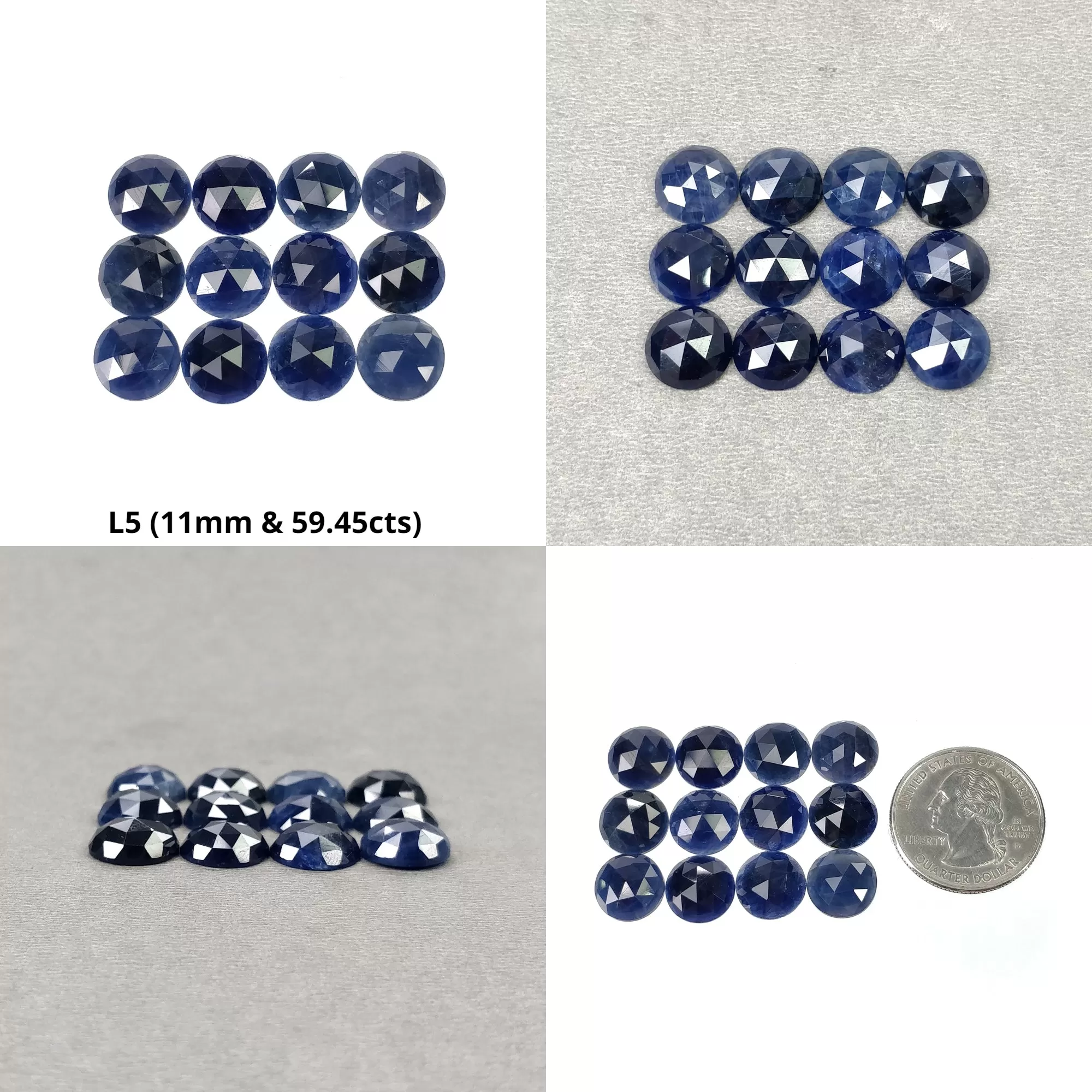 Blue Sapphire Gemstone Rose Cut : Natural Untreated Unheated Sapphire Round Shape Lots