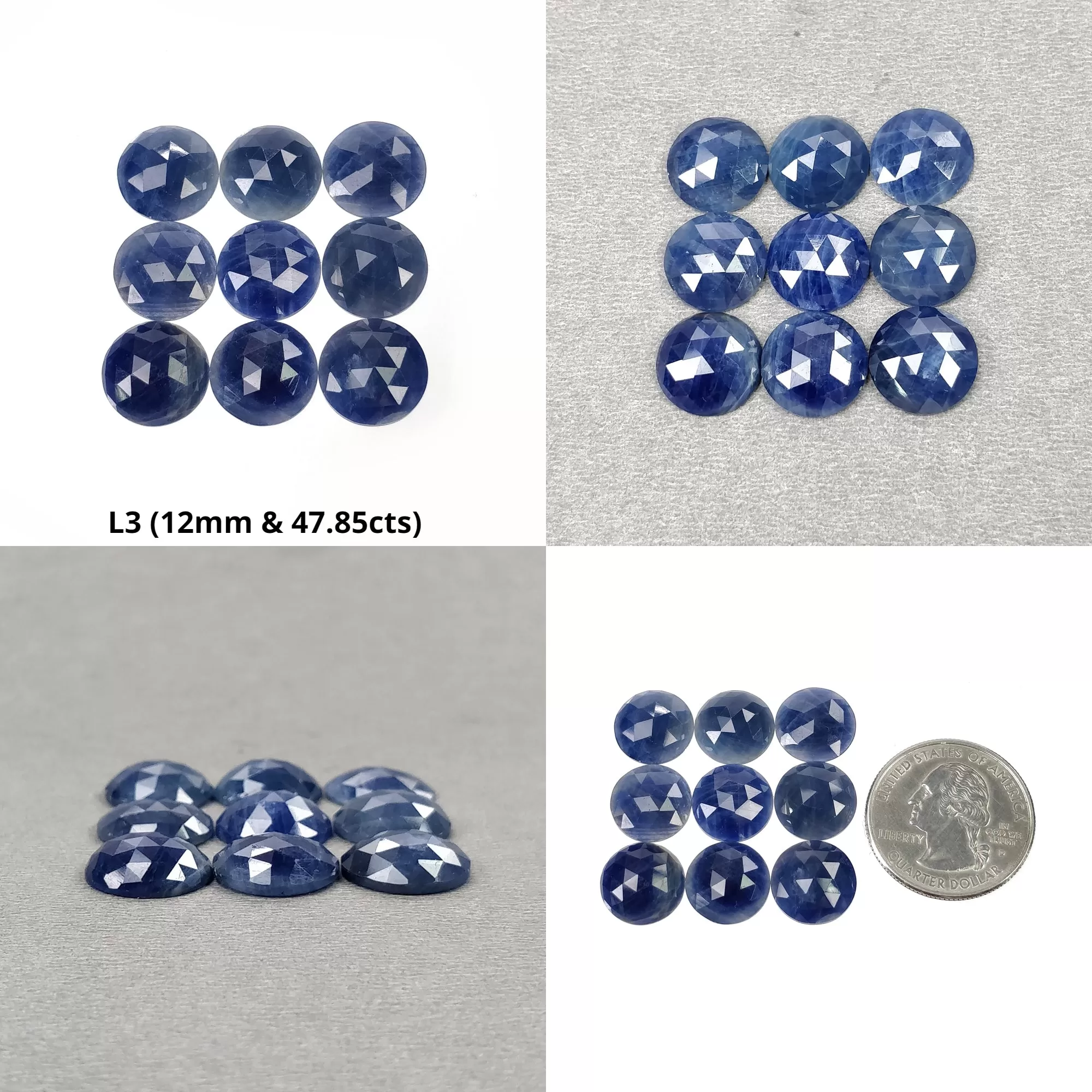 Blue Sapphire Gemstone Rose Cut : Natural Untreated Unheated Sapphire Round Shape Lots