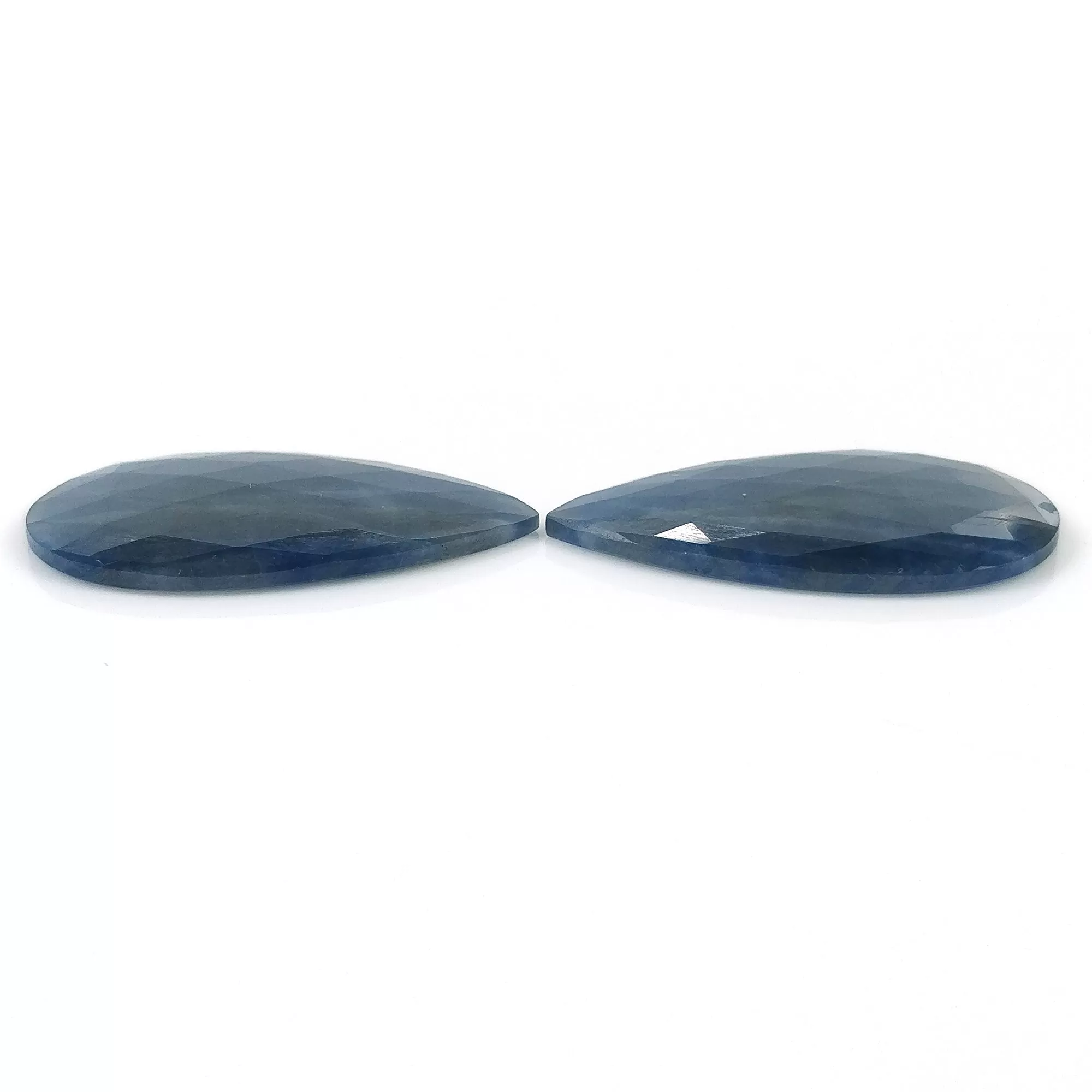 BLUE SAPPHIRE Pears Gemstone Rose Cut : 48.00cts Natural Untreated Unheated Sapphire Pear Shape 33*21mm Pair (With Video)