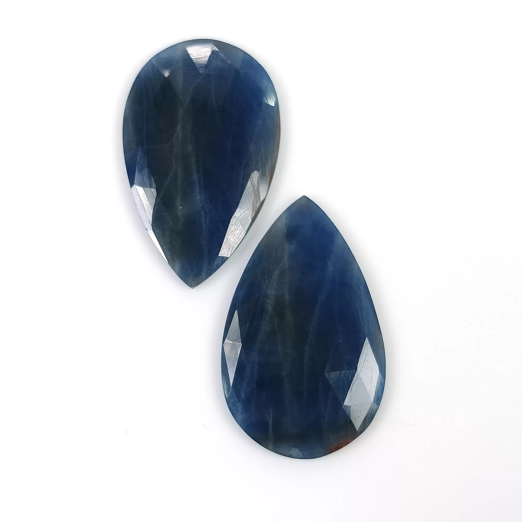 BLUE SAPPHIRE Pears Gemstone Rose Cut : 48.00cts Natural Untreated Unheated Sapphire Pear Shape 33*21mm Pair (With Video)