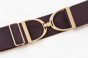 Bordeaux - 2" Gold Stirrup Equestrian Elastic Belt