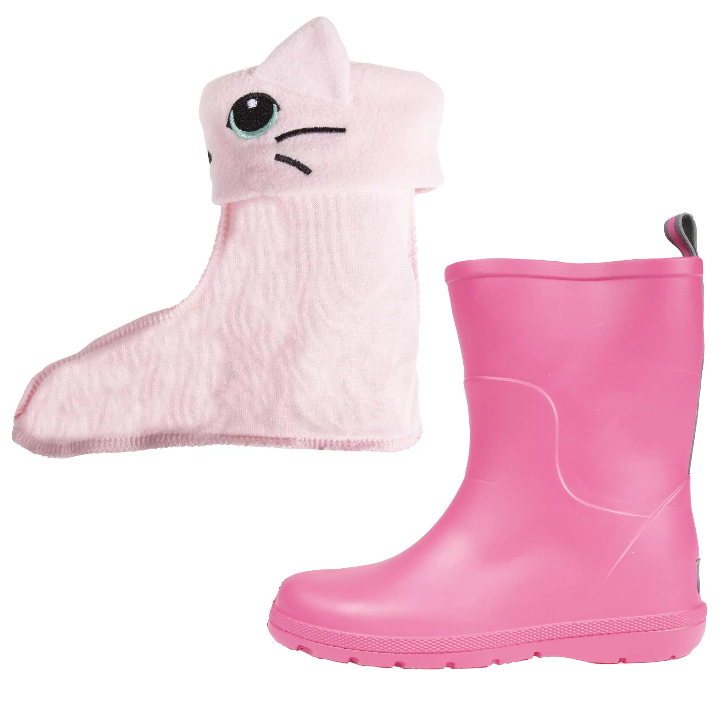 Bottes de pluie Enfant Rose et chaussette Chat