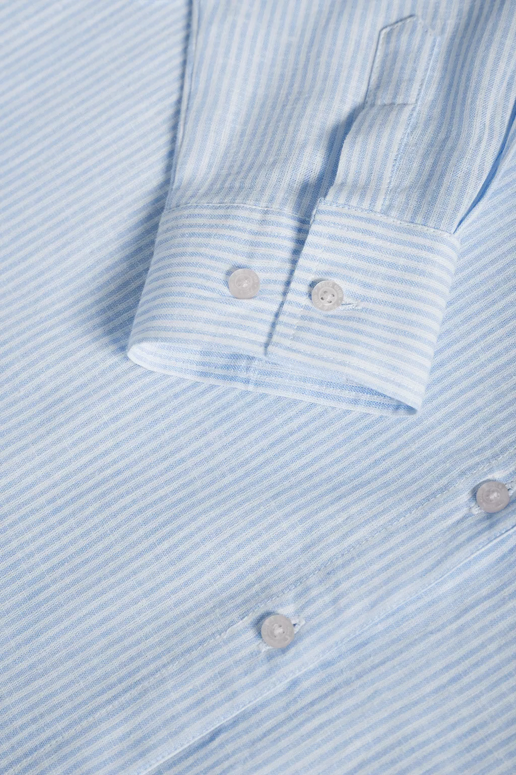 Camisa de rayas azul de lino y algodón con detalle Polo Club