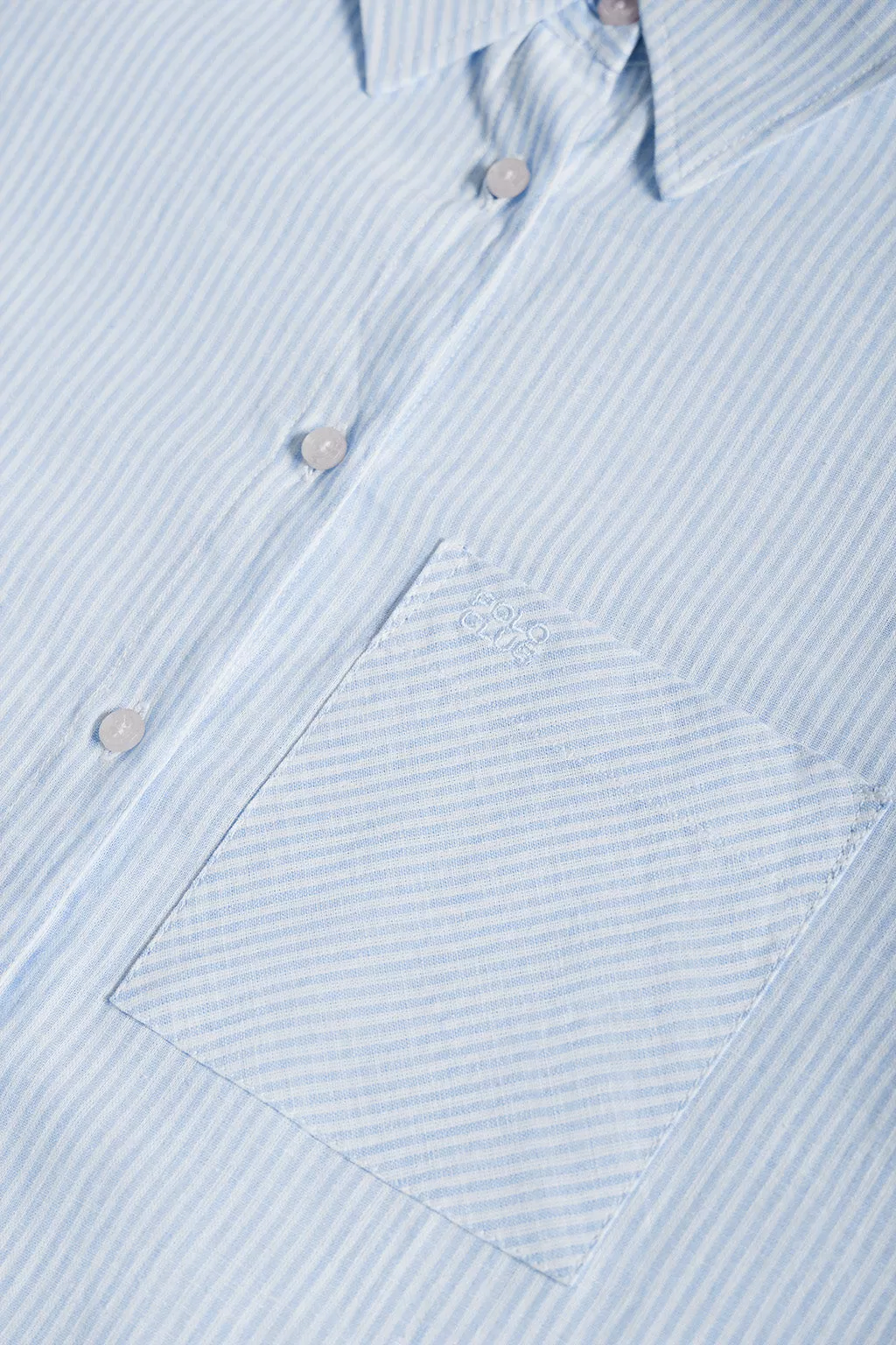 Camisa de rayas azul de lino y algodón con detalle Polo Club