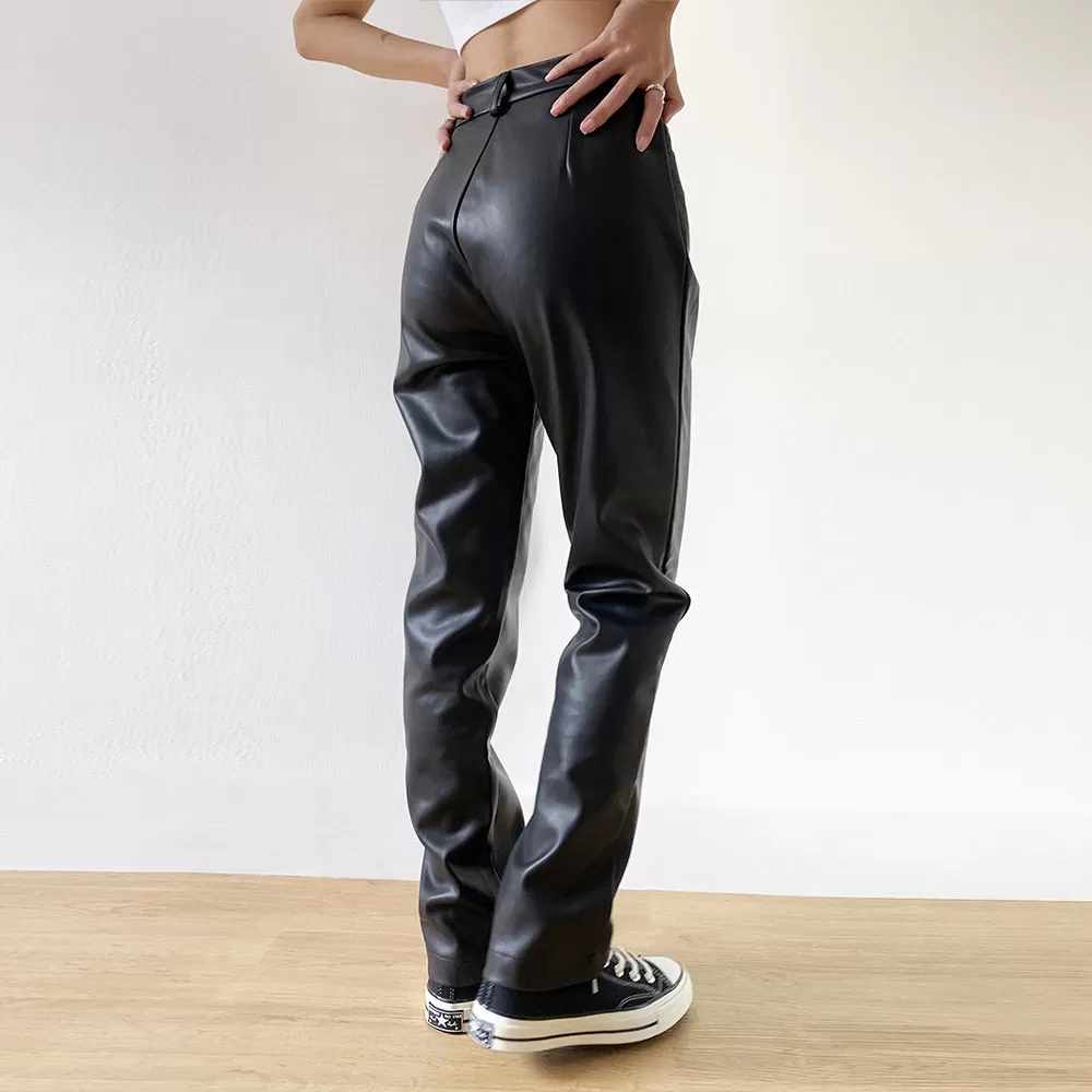 Cargo Black Faux Leather Pants