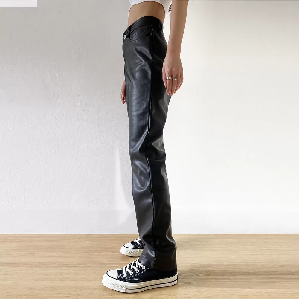 Cargo Black Faux Leather Pants