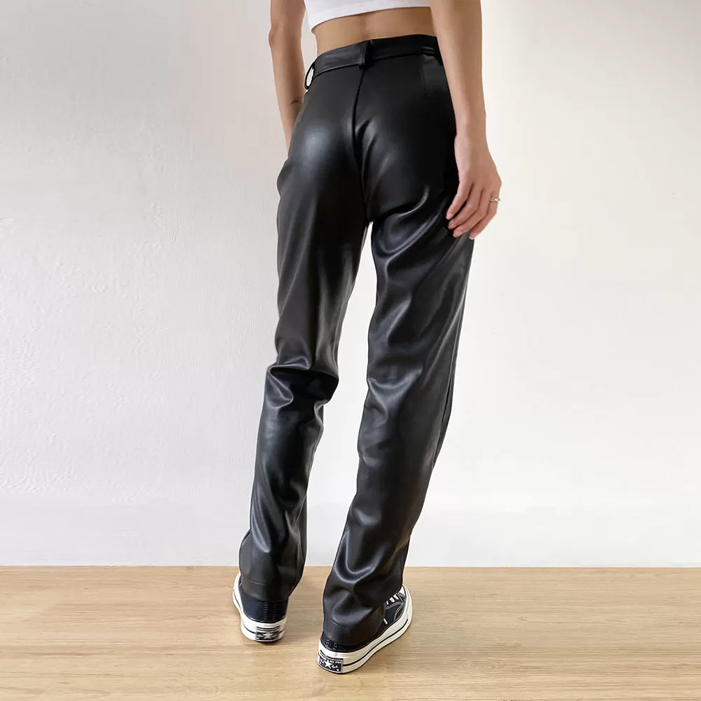 Cargo Black Faux Leather Pants