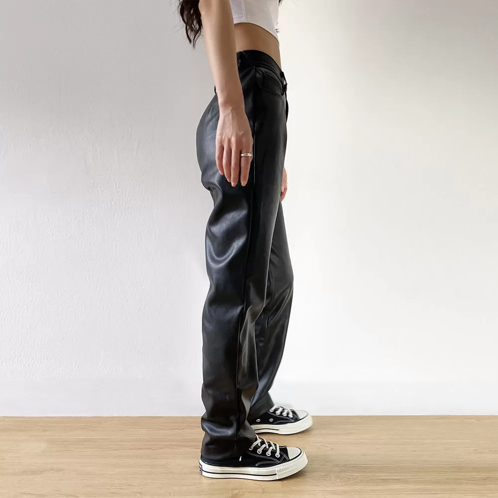 Cargo Black Faux Leather Pants