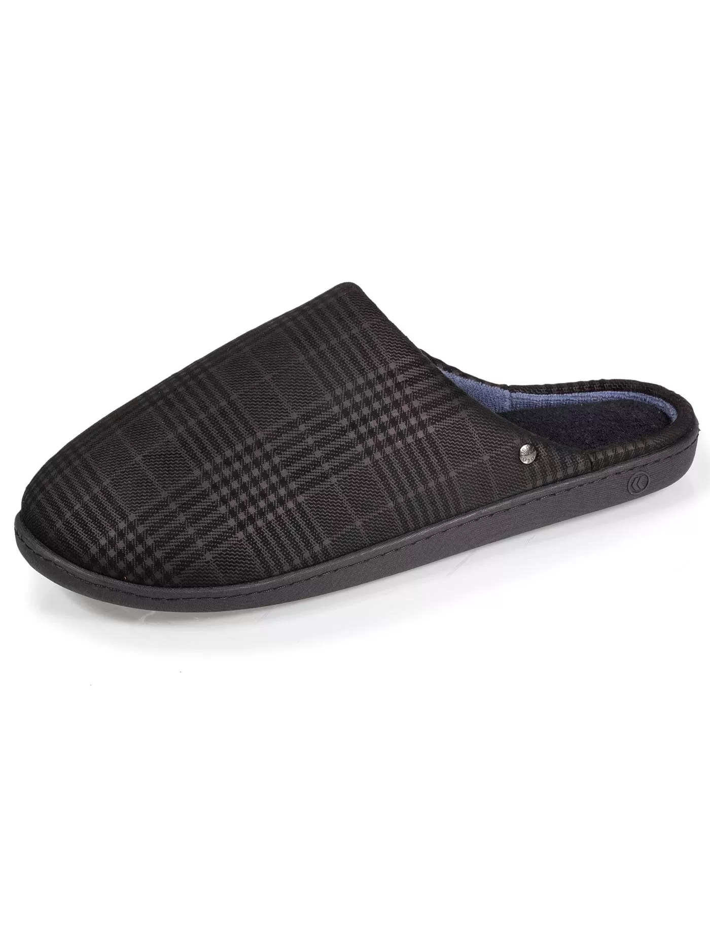 Chaussons mules Homme Noir tartan