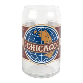 Chicago Globe Label Beer Can Glass