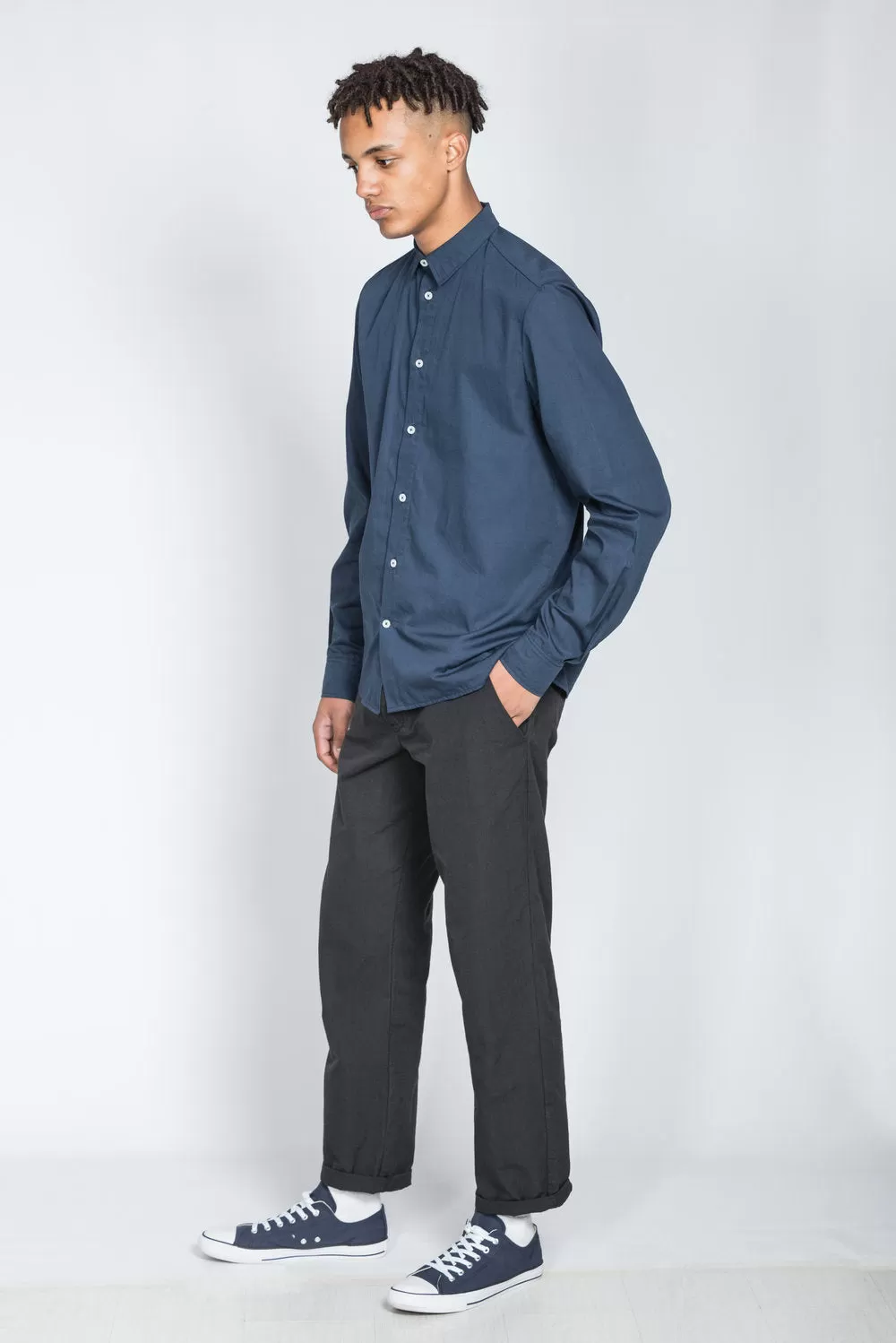 {Clearance Stock} Organic Long-Sleeve Shirt in Navy