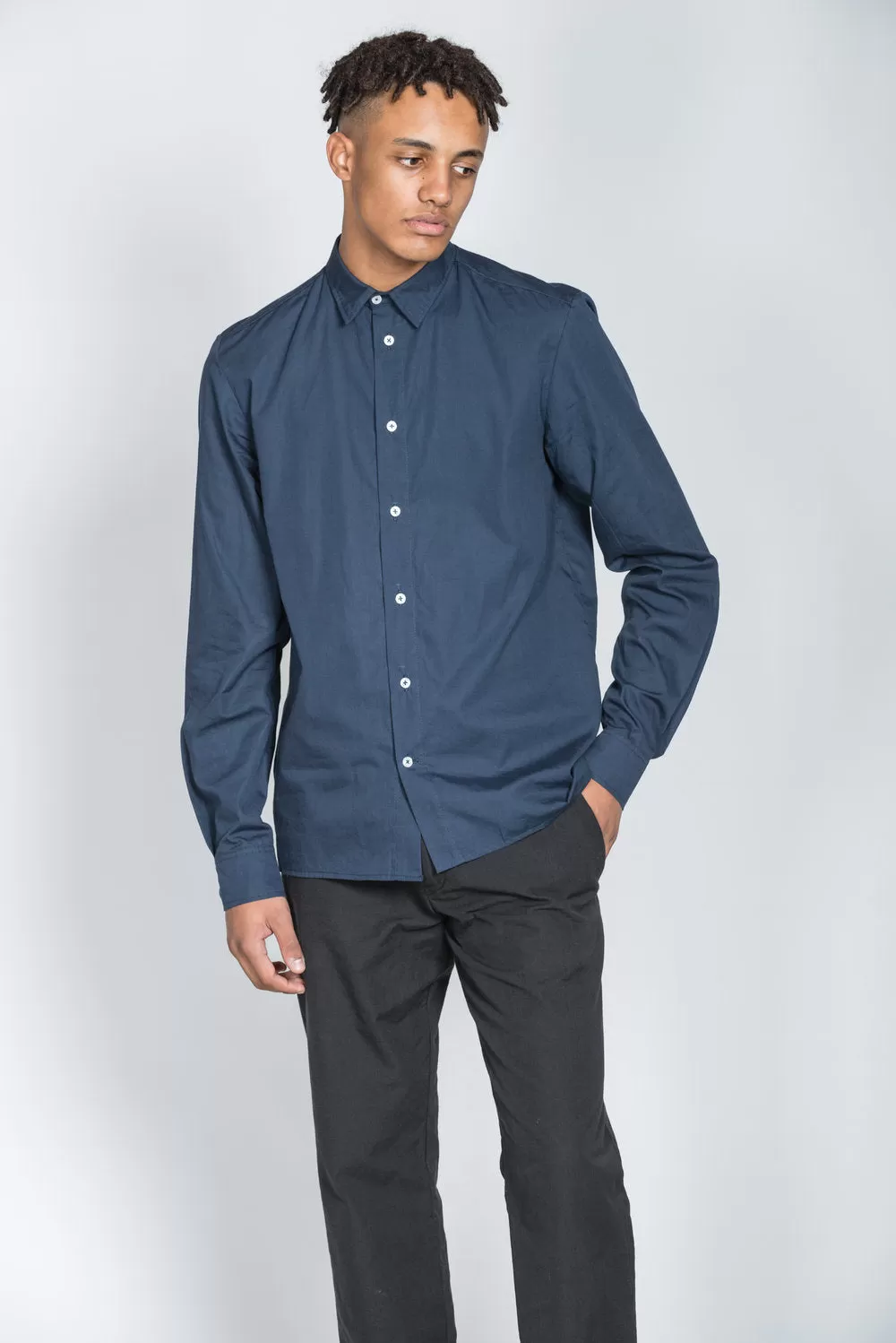 {Clearance Stock} Organic Long-Sleeve Shirt in Navy