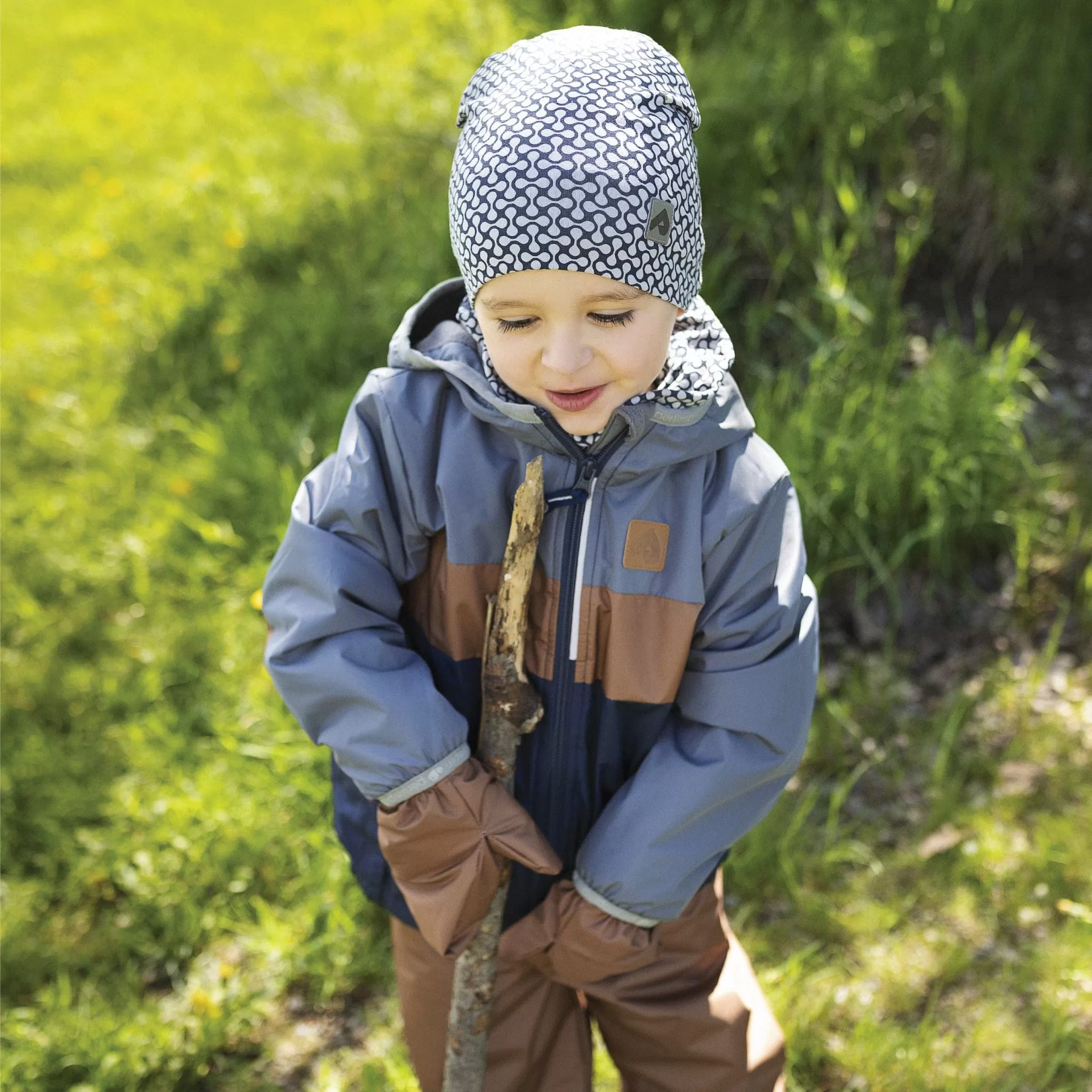 Cotton neck warmer - Navy Drops