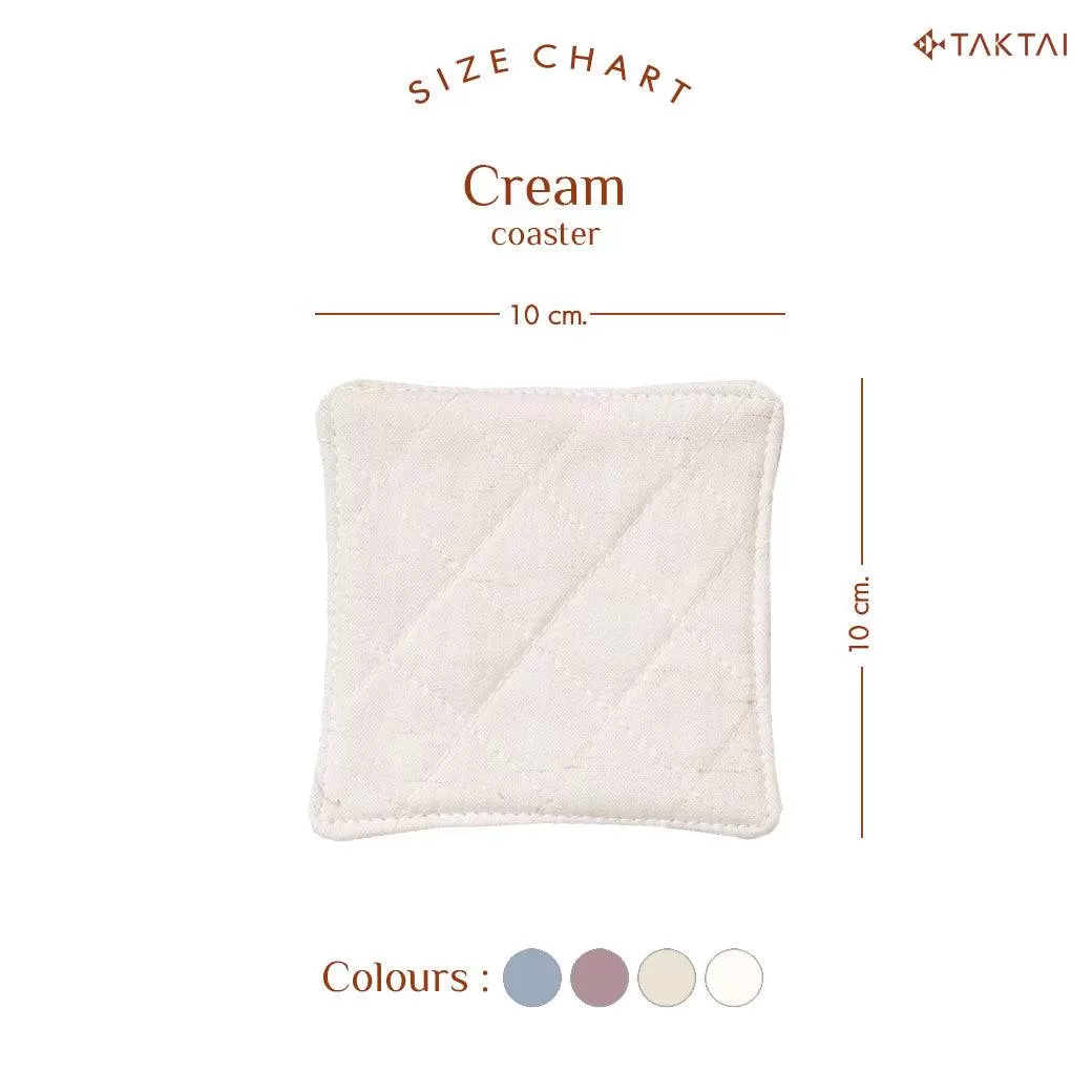 Cream Natural Fabric Coasters-TAKTAI