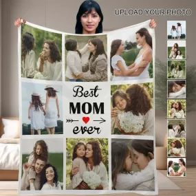 Custom Photo Best Mom Ever White Anti-pilling Flannel Blanket Personalized Mother's Day Blanket Gifts For Best Mom And Grandma