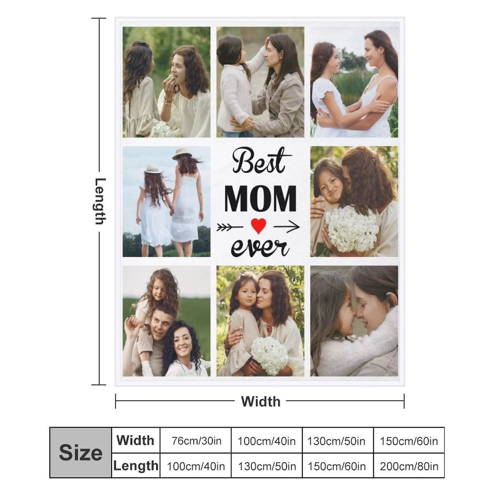 Custom Photo Best Mom Ever White Anti-pilling Flannel Blanket Personalized Mother's Day Blanket Gifts For Best Mom And Grandma