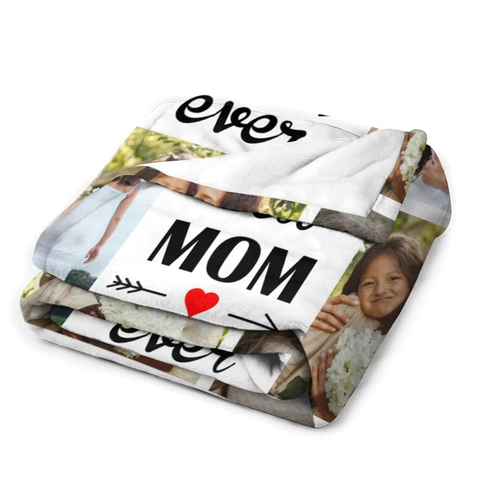 Custom Photo Best Mom Ever White Anti-pilling Flannel Blanket Personalized Mother's Day Blanket Gifts For Best Mom And Grandma