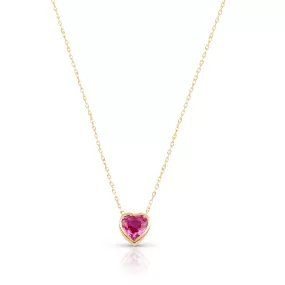 Custom Solitaire Gemstone Bezel Heart Necklace