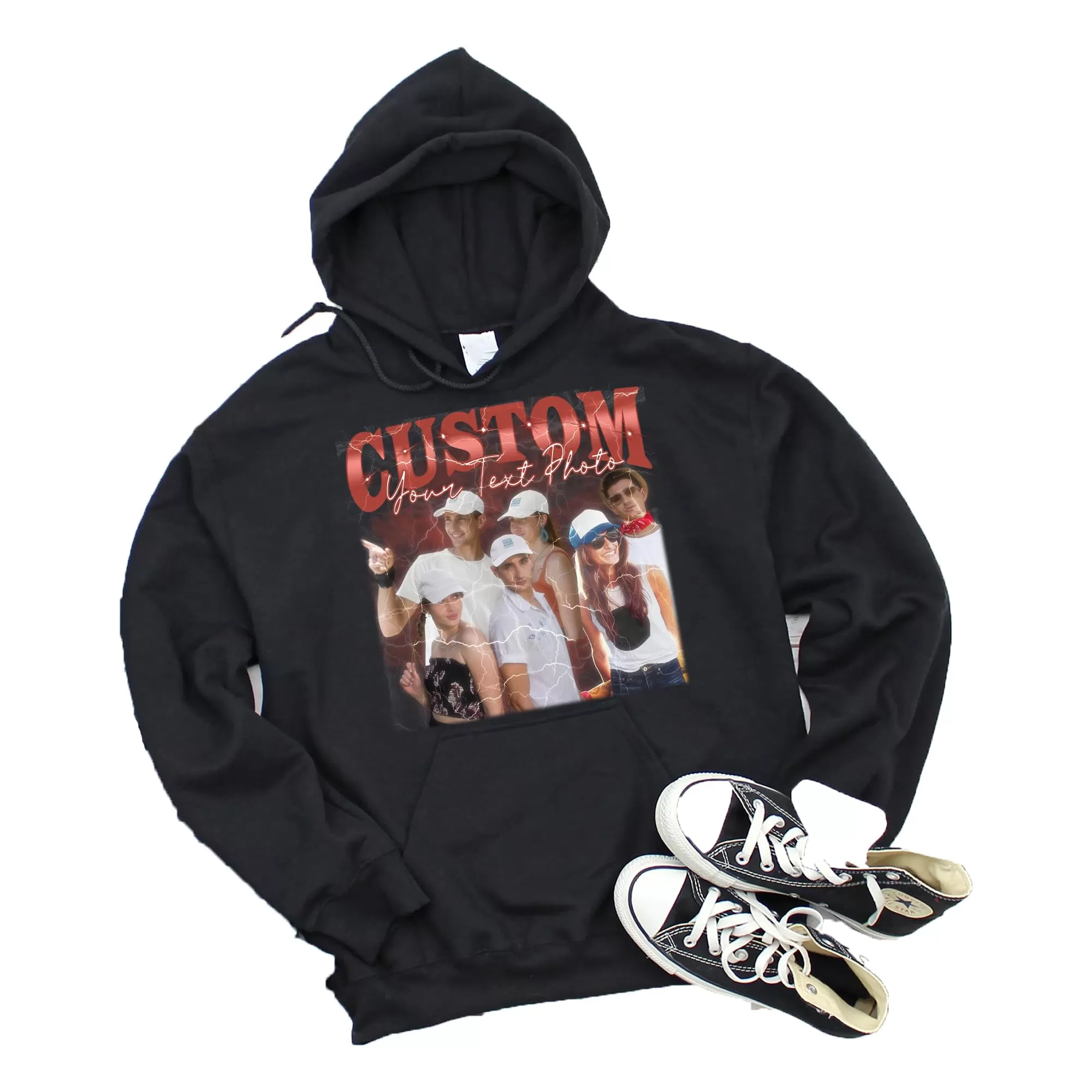 Custom Your Own Bootleg Rap Hoodie Personalized Photo Vintage Hoodie Birthday Gift Ideas for Men Women