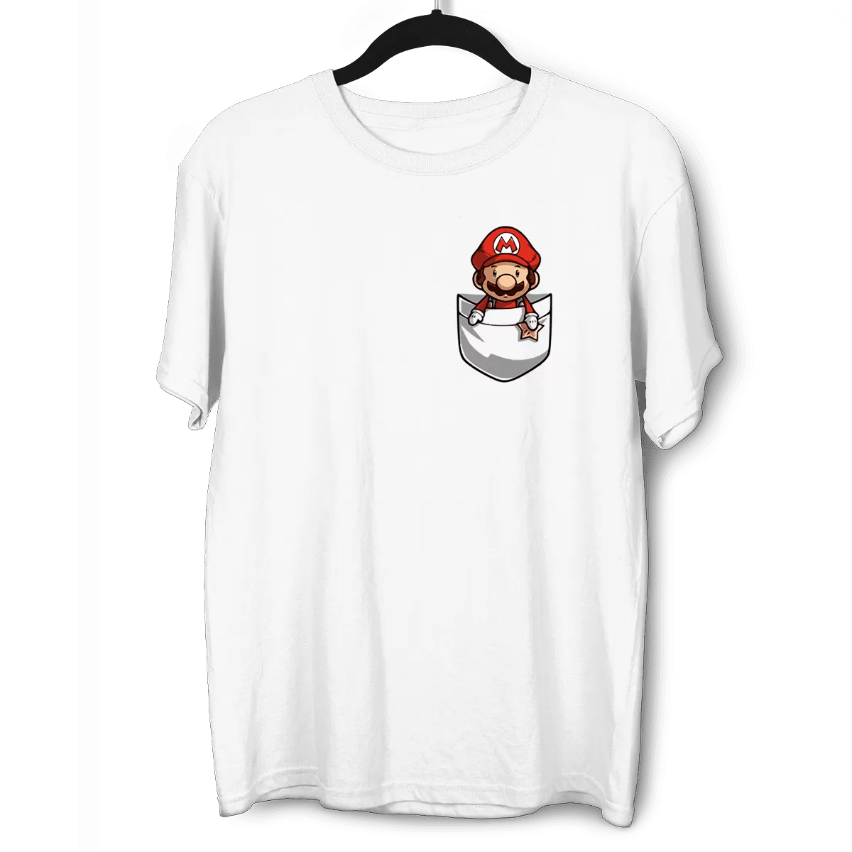 Cute Super Mario in the pocket Nintendo SNES for All retro Minds White M Unisex T-Shirt - Discounted