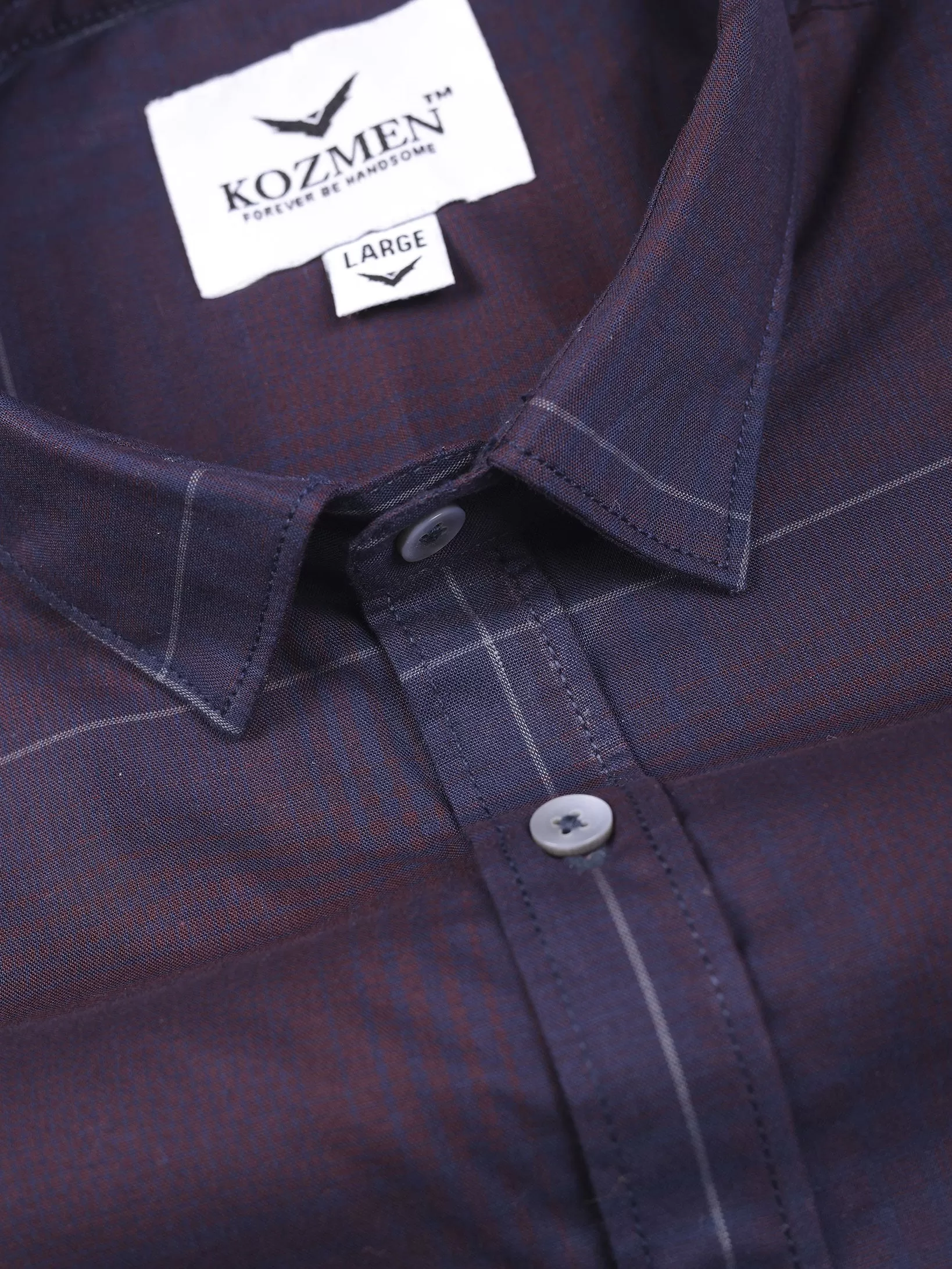 Dark Violet Cotton Checkered Shirt