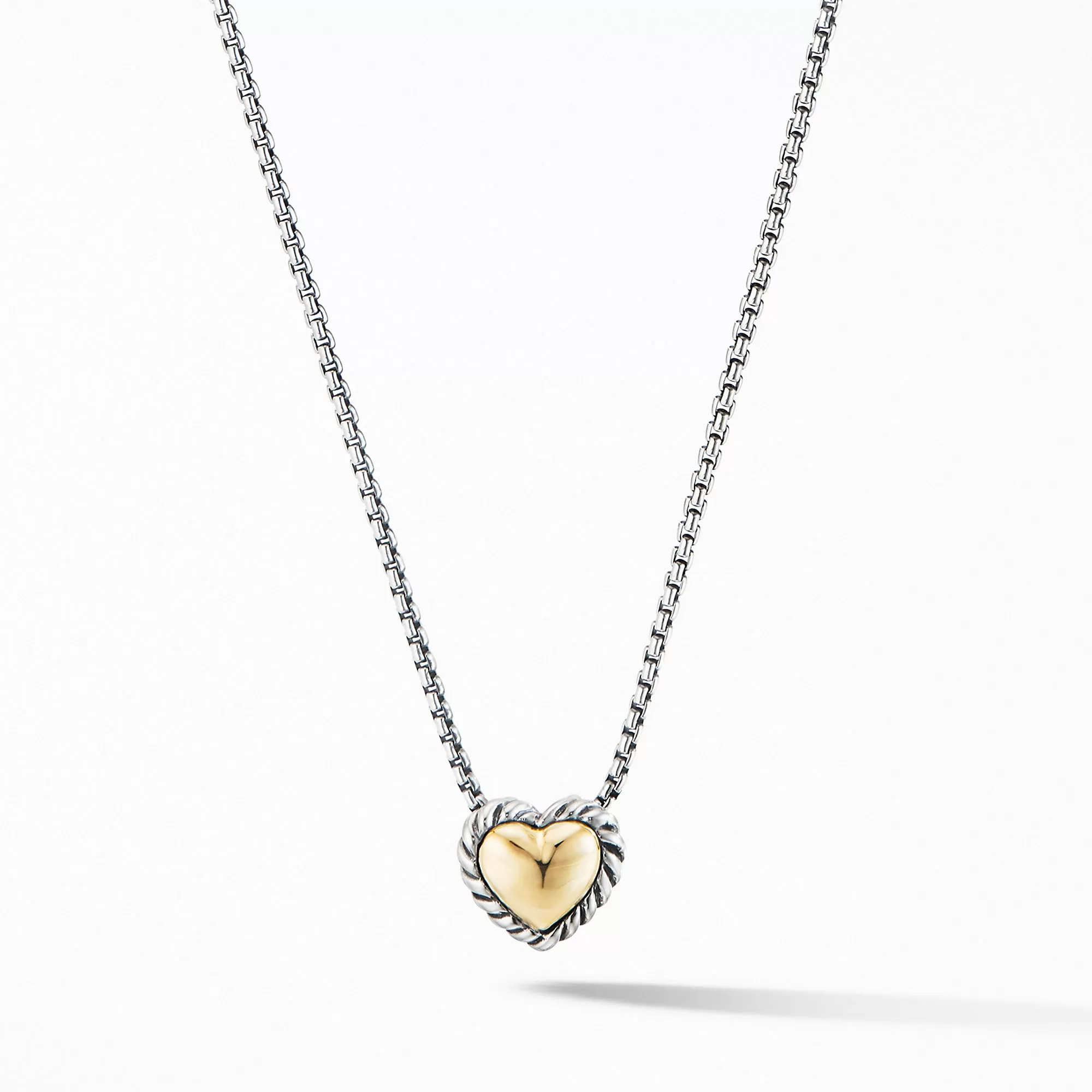 David Yurman Cable Cookie Classic Heart Necklace with 18K Yellow Gold