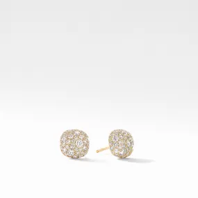 David Yurman Cushion Stud Earrings in 18K Yellow Gold with Pave Diamonds