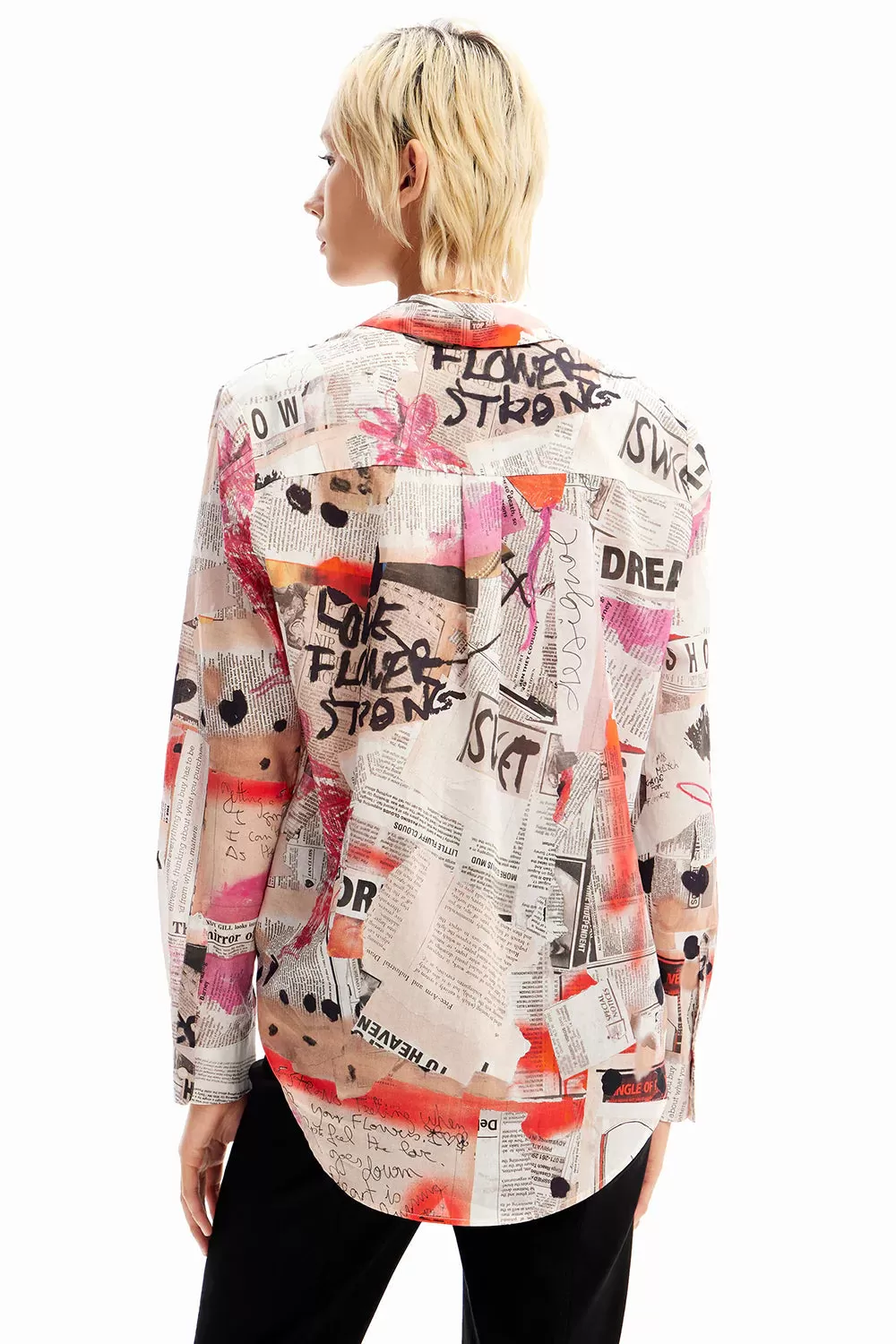 Desigual Newspaper Print Shirt - Blanco