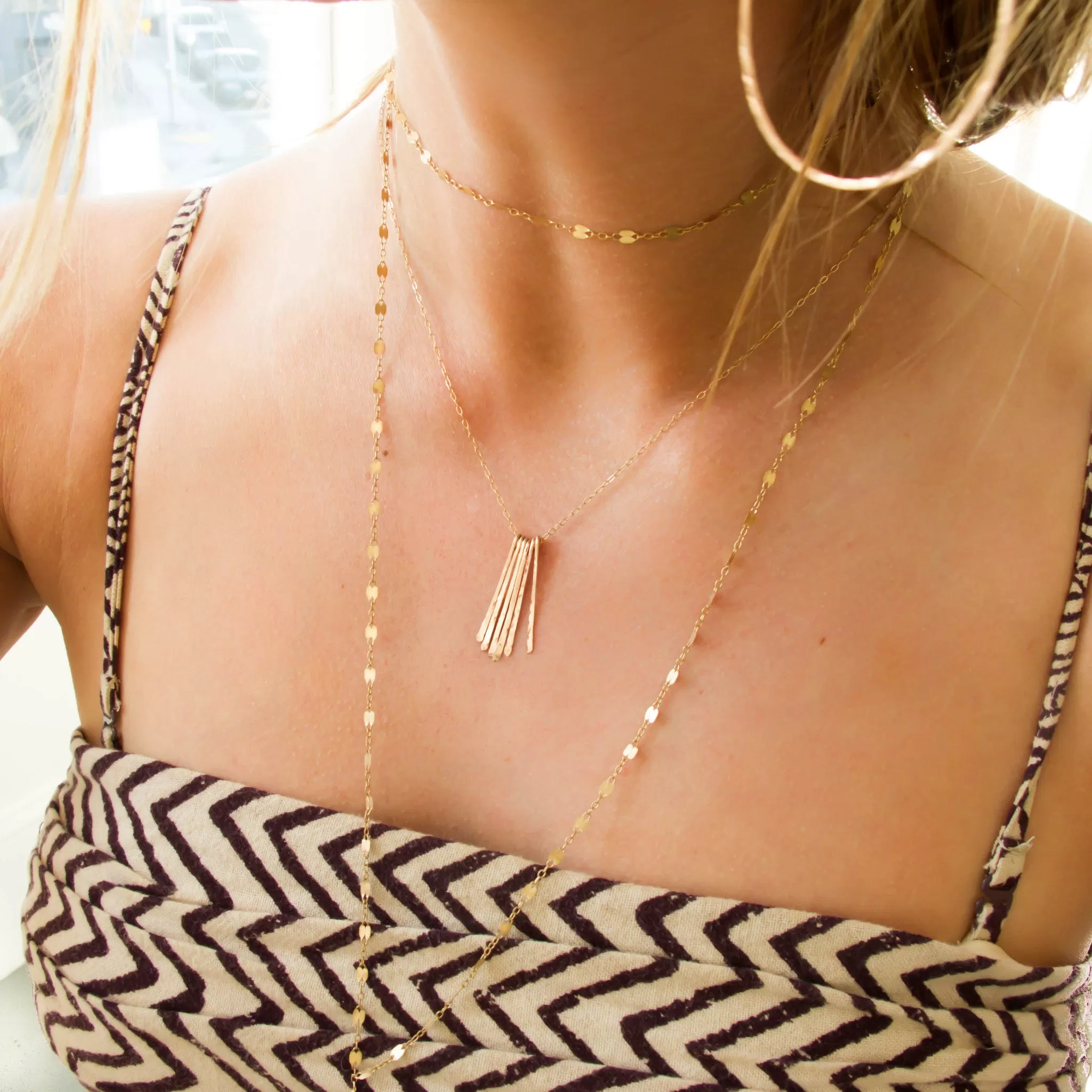 Different Strokes Fringe Pendant Necklace