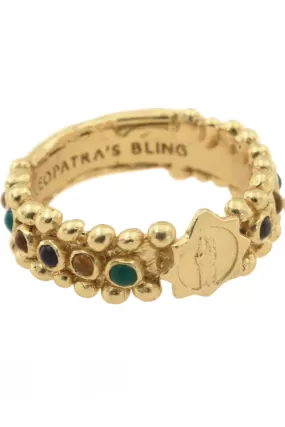 Dina Clarenza Ring with Tricolour Gems - Gold