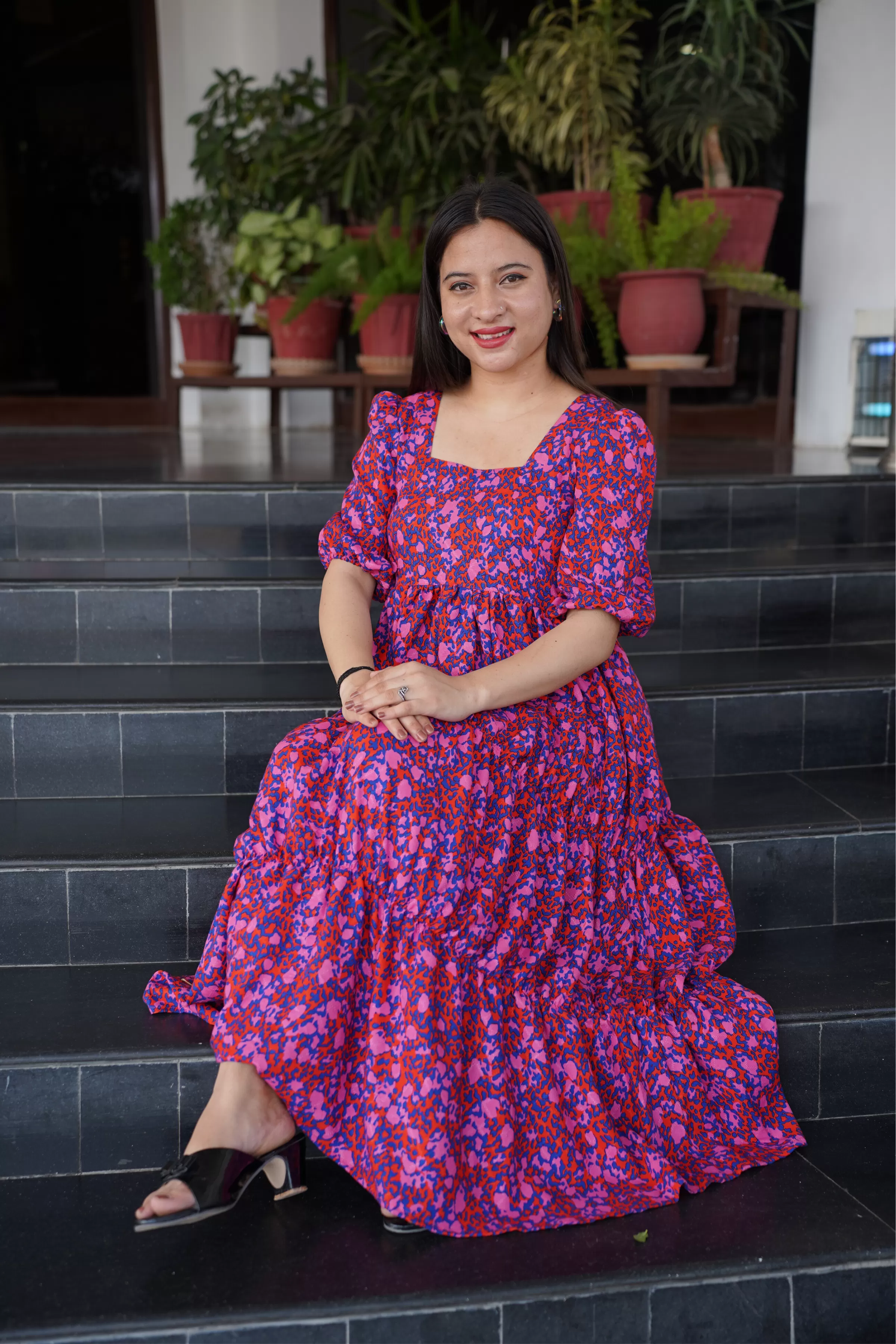 Electric Pink Tiered Dress