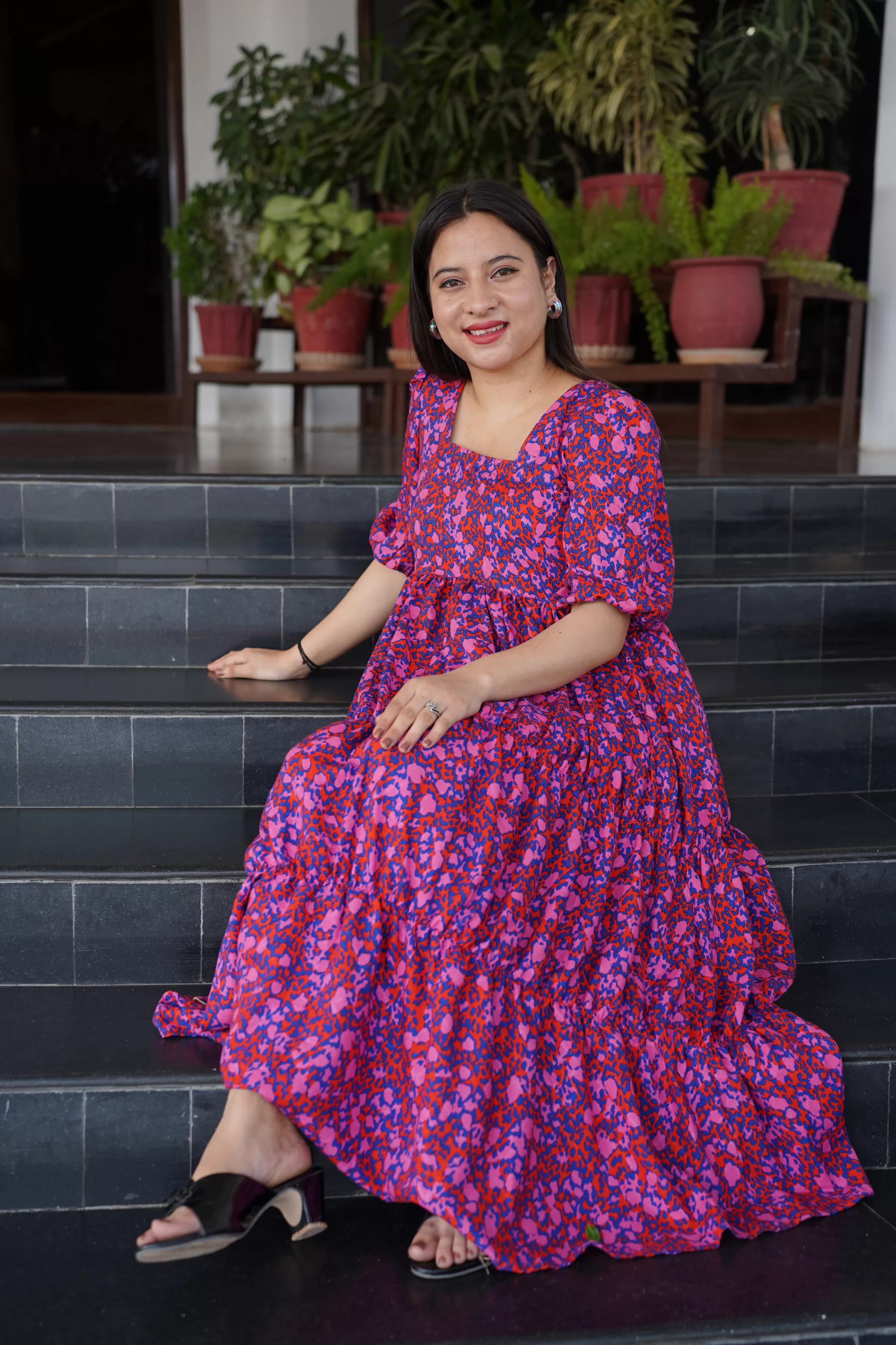 Electric Pink Tiered Dress