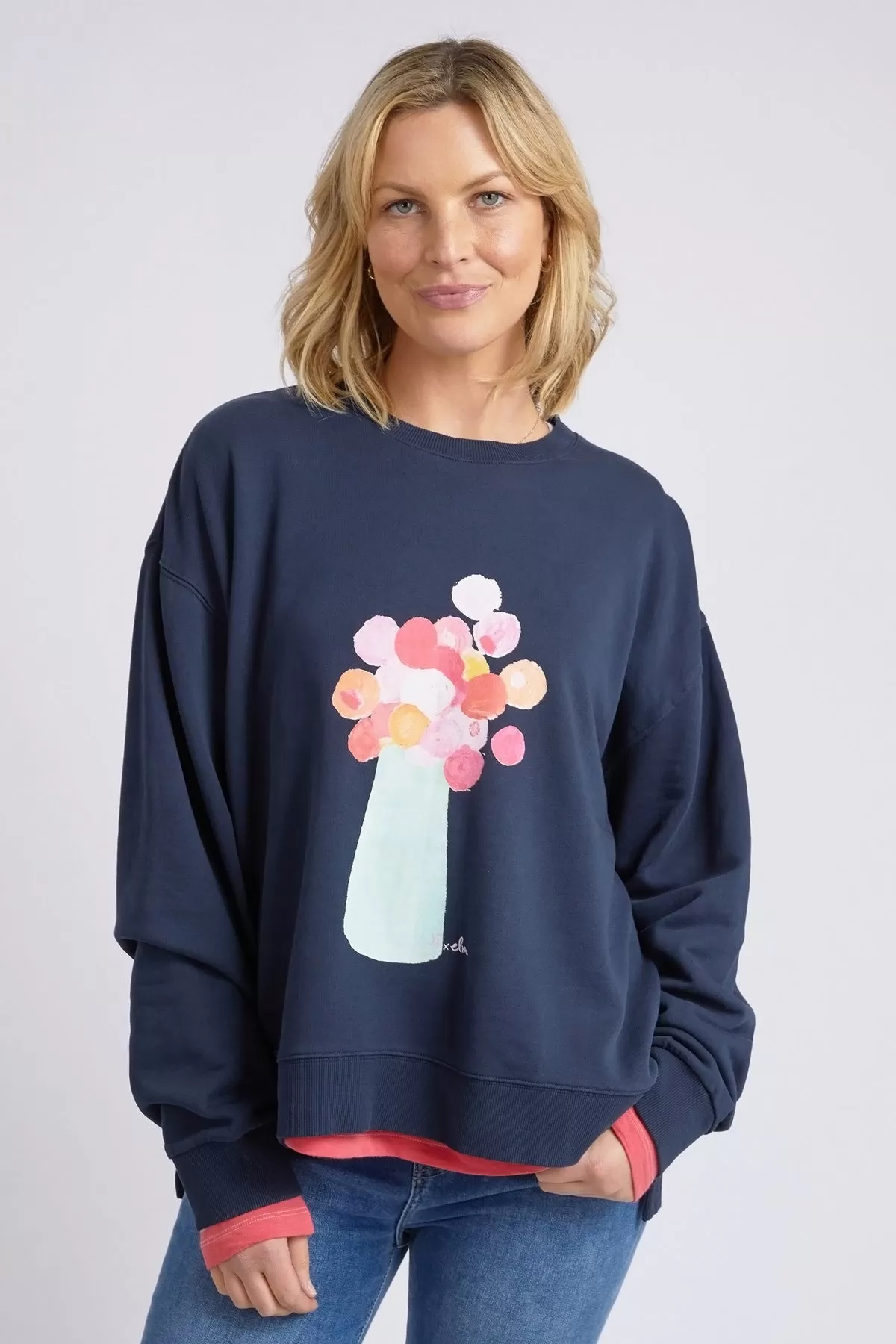 Elm Janey Floral Crew - Dark Sapphire