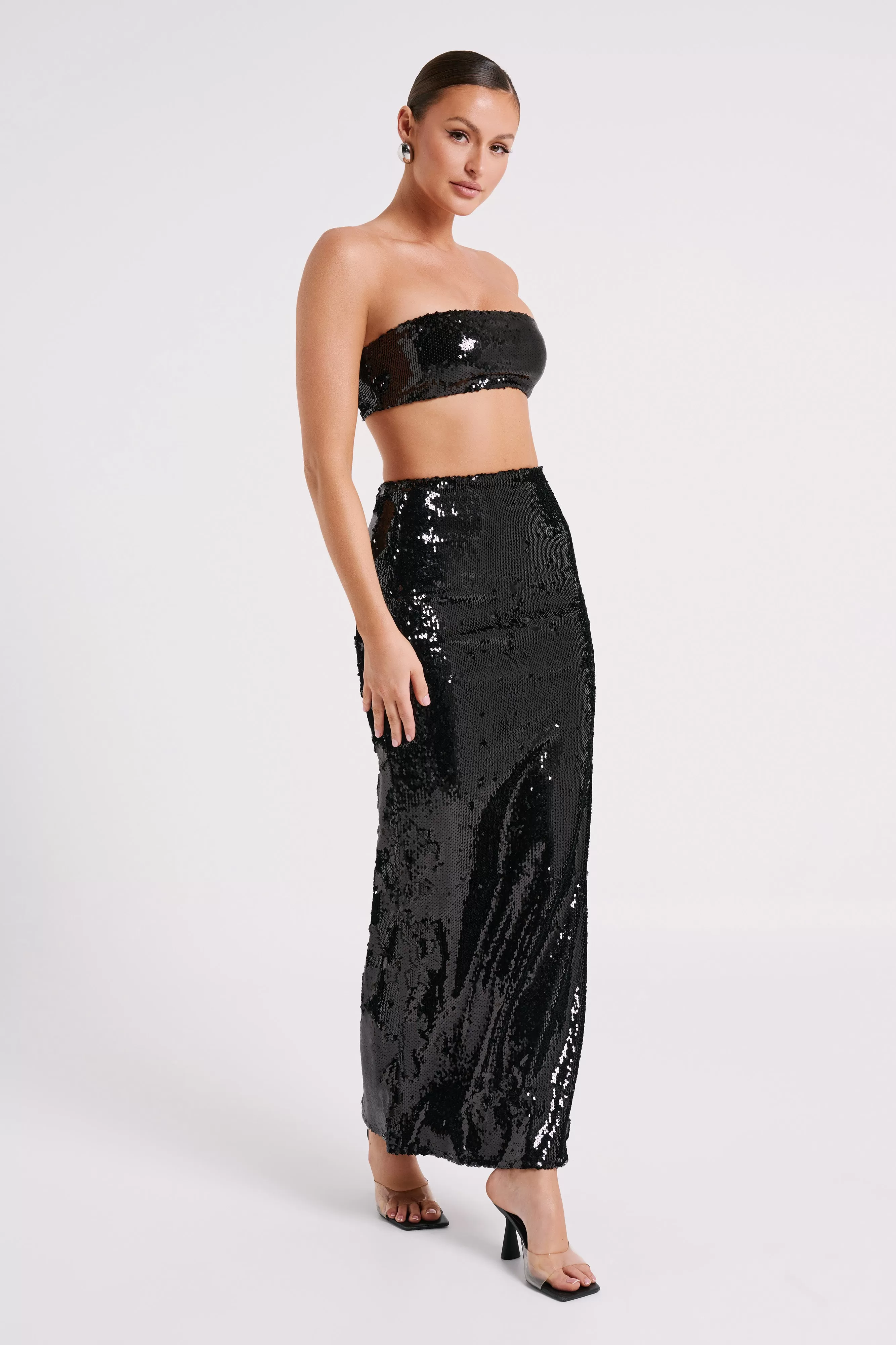 Emerie Strapless Sequin Bandeau - Black