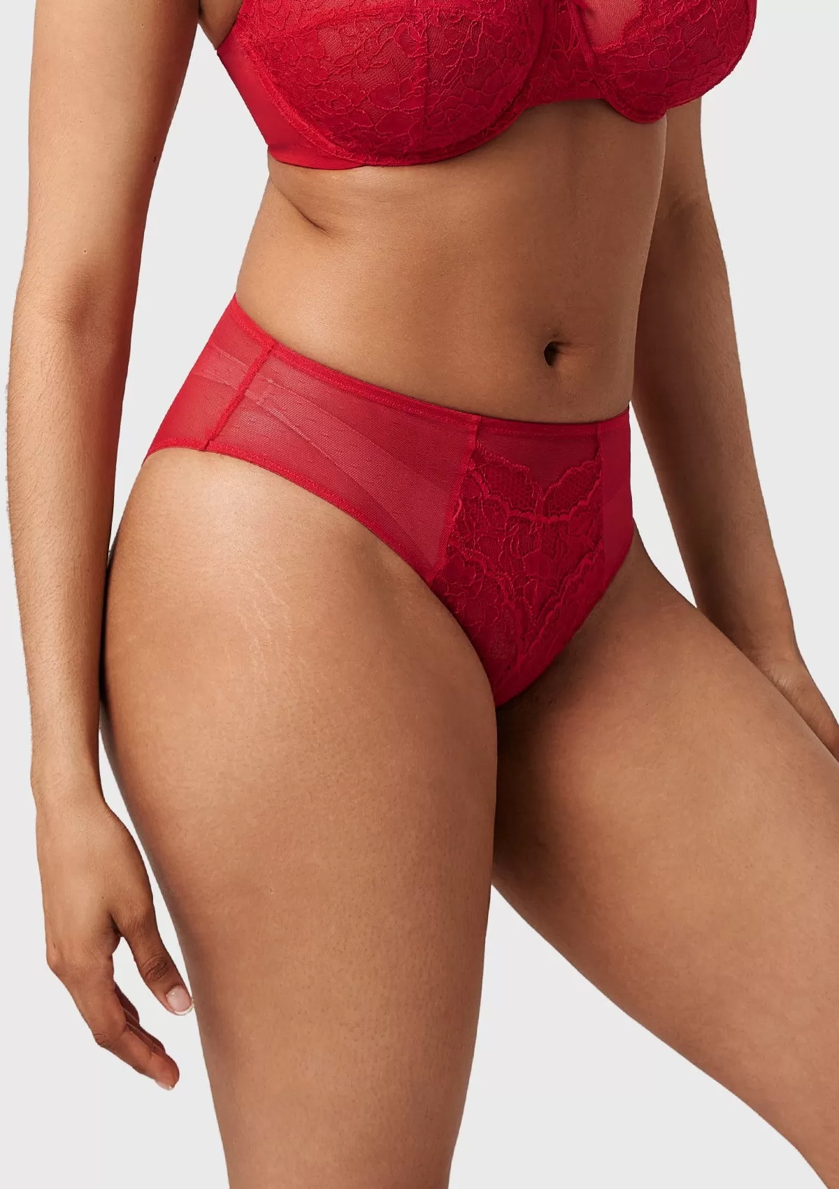 Enchante High-Rise Red Lace Brief Underwear