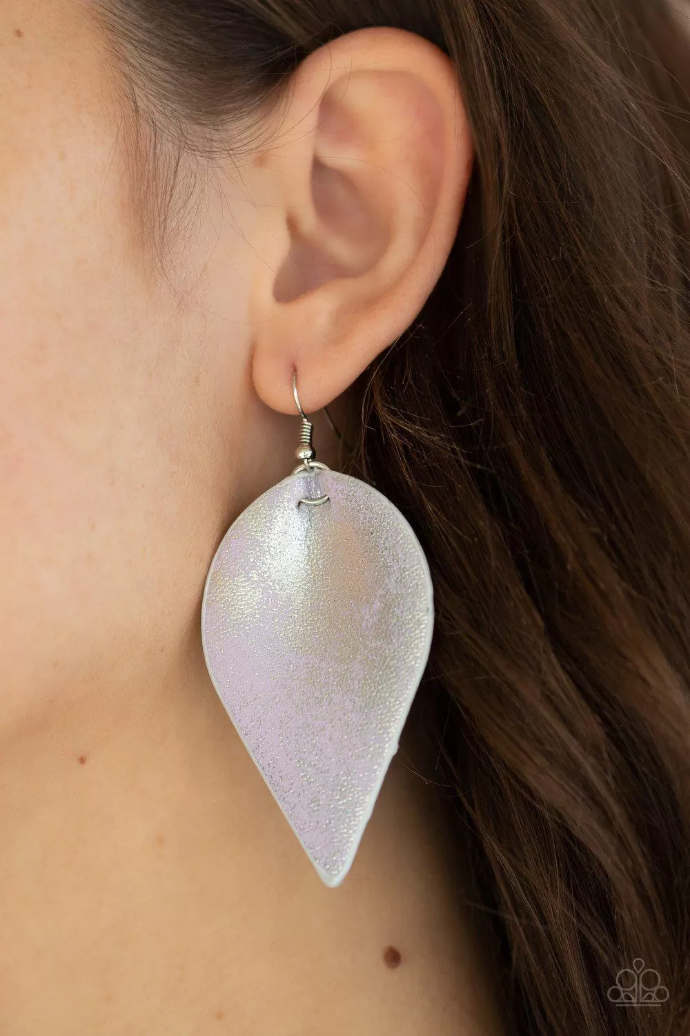 Enchanted Shimmer Purple Leaf Earrings - Paparazzi Accessories