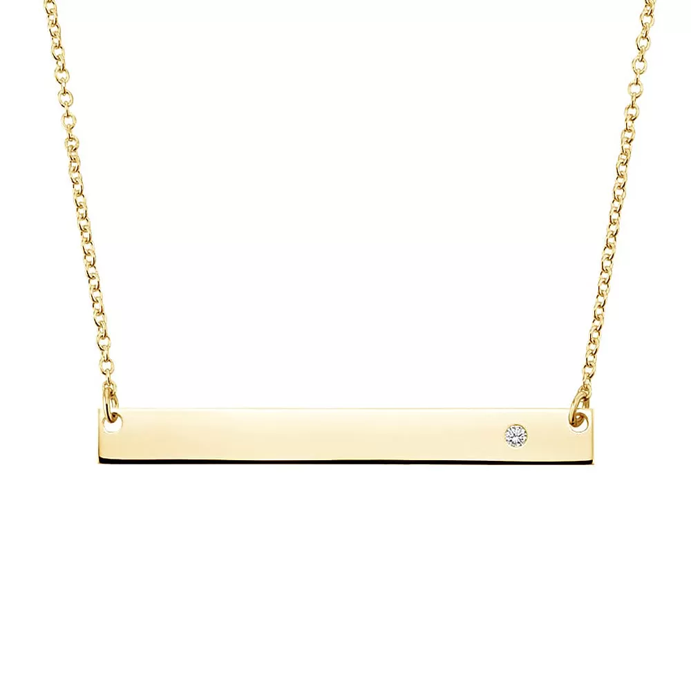 Engravable Bar Necklace with Moissanite