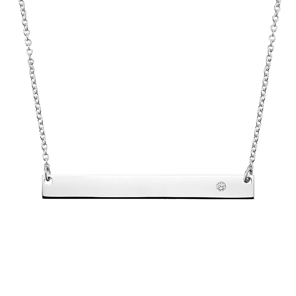 Engravable Bar Necklace with Moissanite