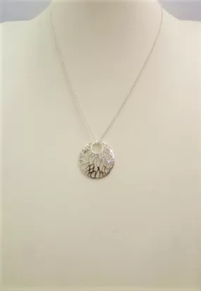 Floral Circular Silver Pendant