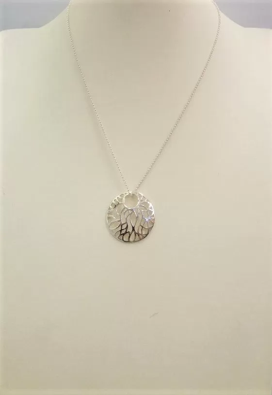 Floral Circular Silver Pendant