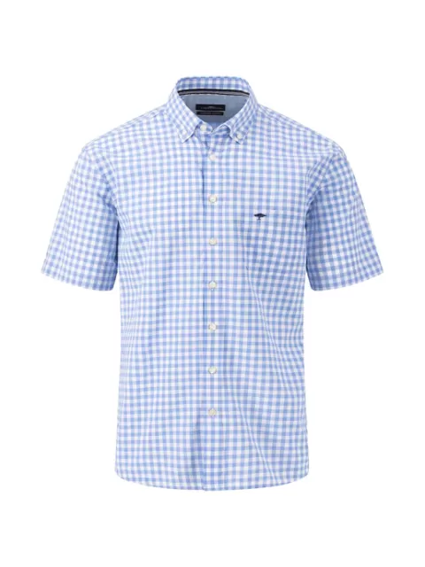 FYNCH HATTON Summer Slub Vichy Check Shirt/Crystal Blue - New SS24