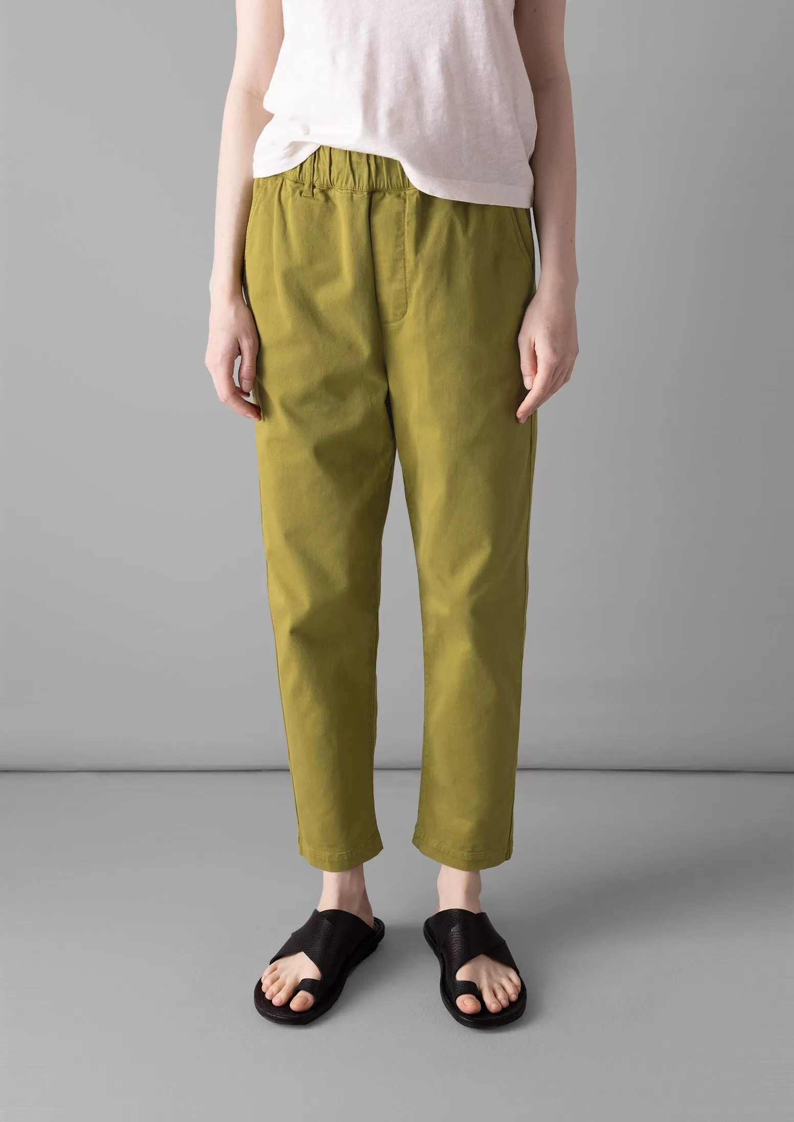 Gabi Cotton Pull On Pants | Wax Green