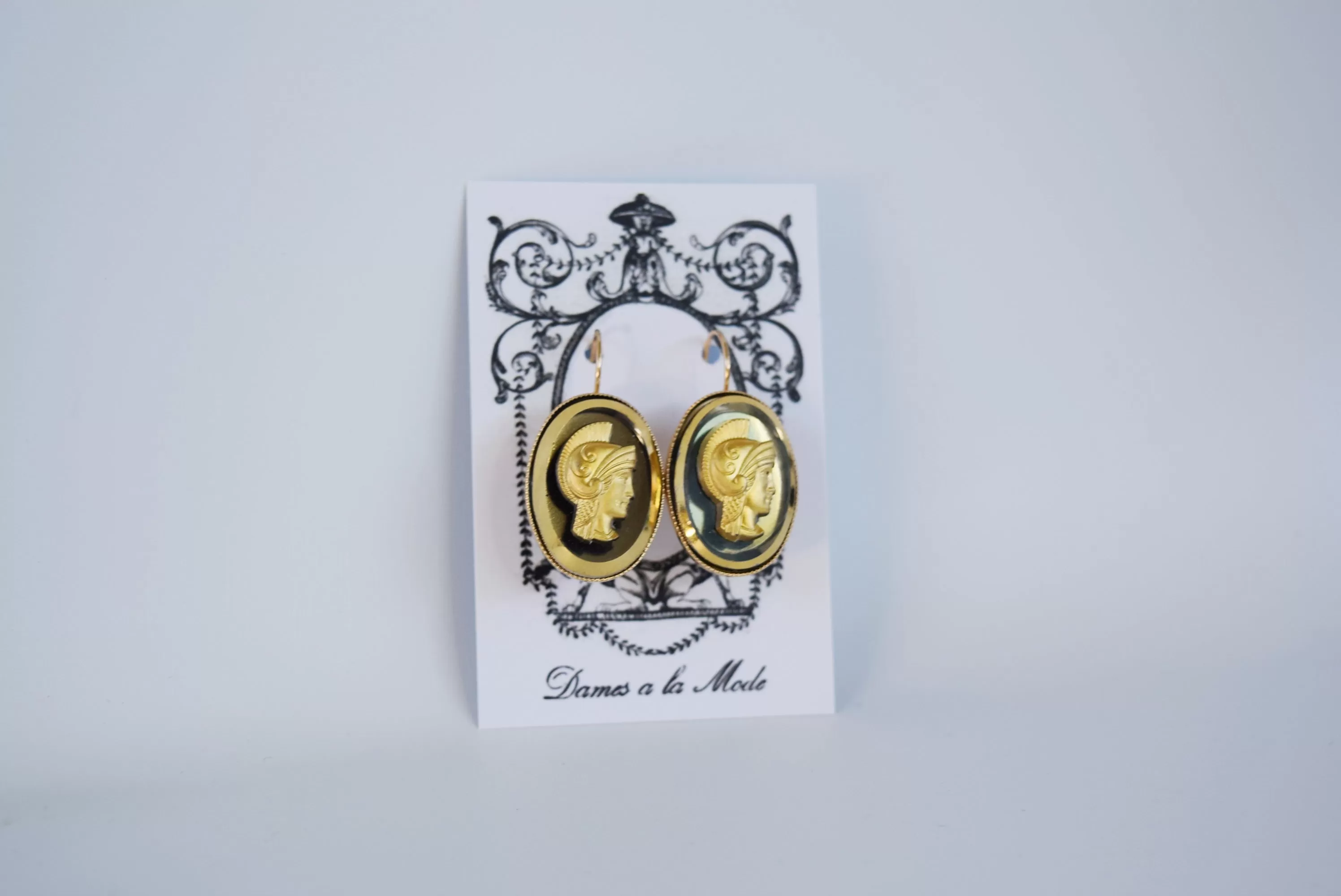 Gold Cameo Warrior Earrings