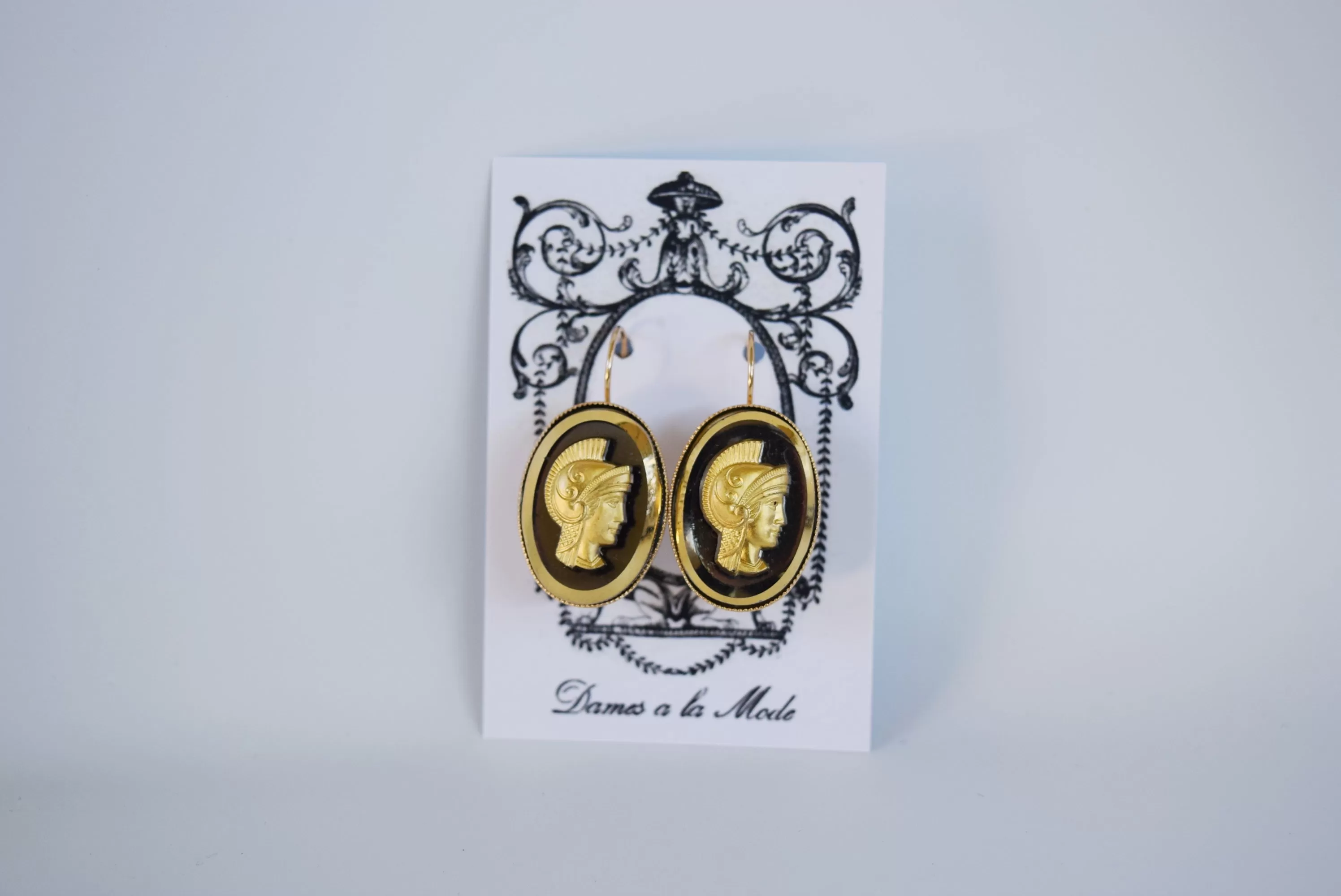 Gold Cameo Warrior Earrings